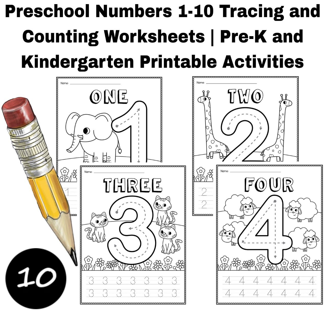 Preschool Numbers 1 10 Tracing And Counting Worksheets Pre K And Kindergarten Printable Activities Made By Teachers