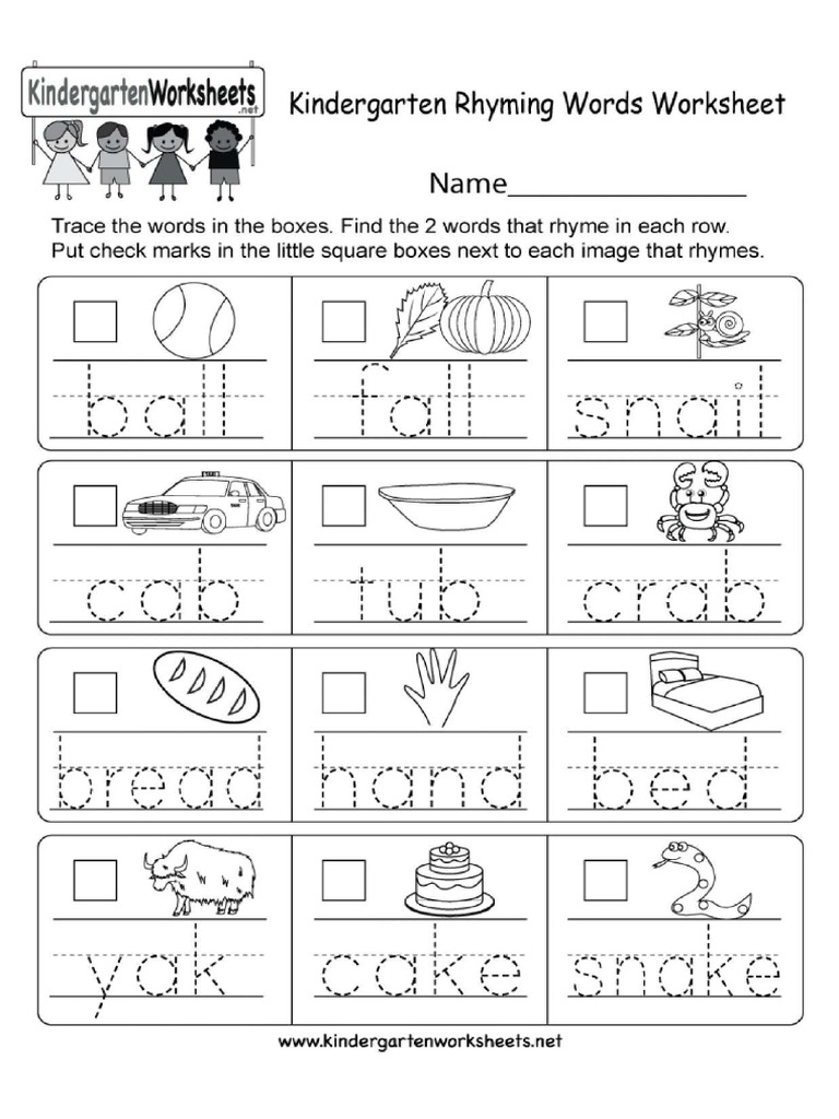 kindergarten english worksheets