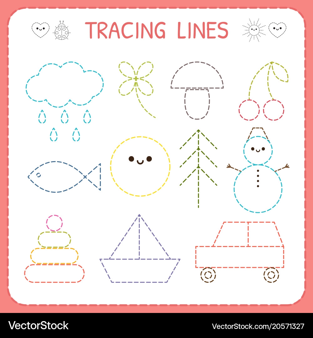 Preschool Tracing Worksheet Royalty Free Vector VectorStock Preschool Tracing Worksheet Royalty Free Vector VectorStock