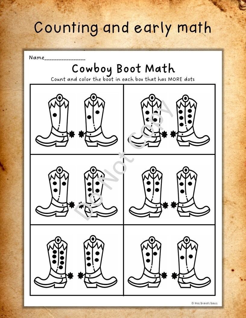 Preschool Wild West Themed Worksheets Digital Download Etsy