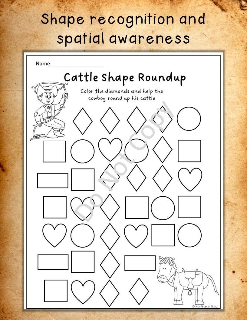 Preschool Wild West Themed Worksheets Digital Download Etsy