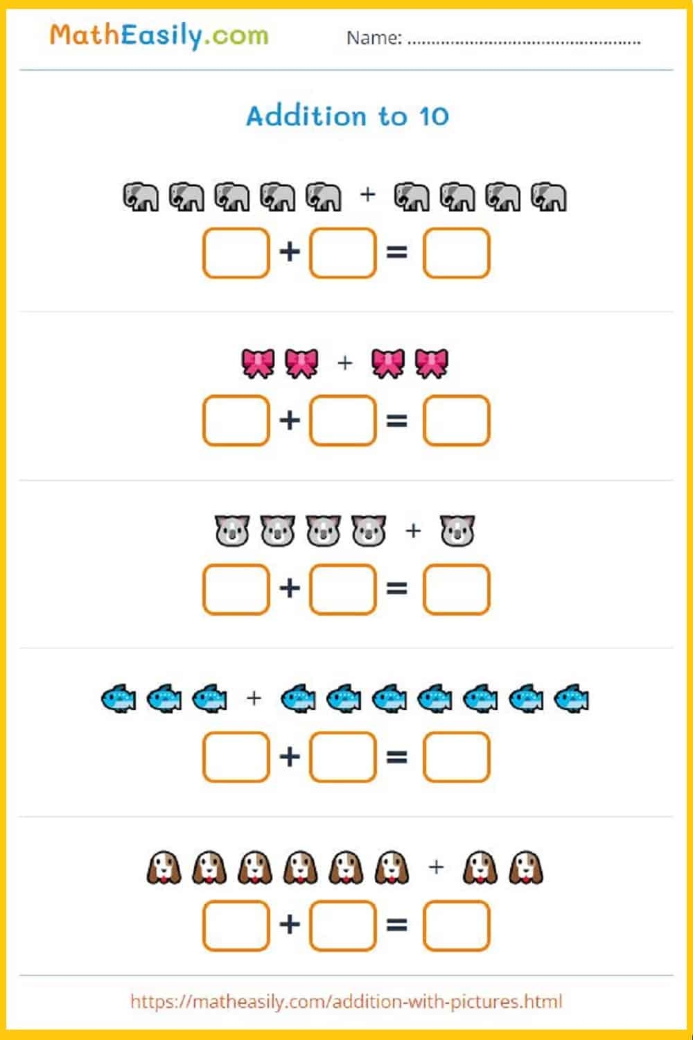 simple math addition worksheets