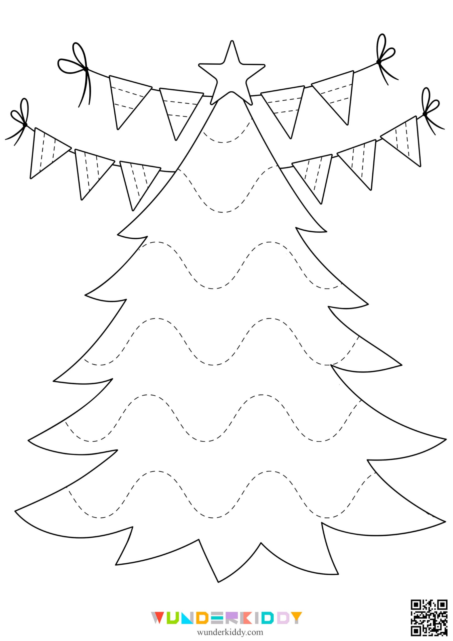 Printable Christmas Tree Pre Writing Worksheets For Kindergarten