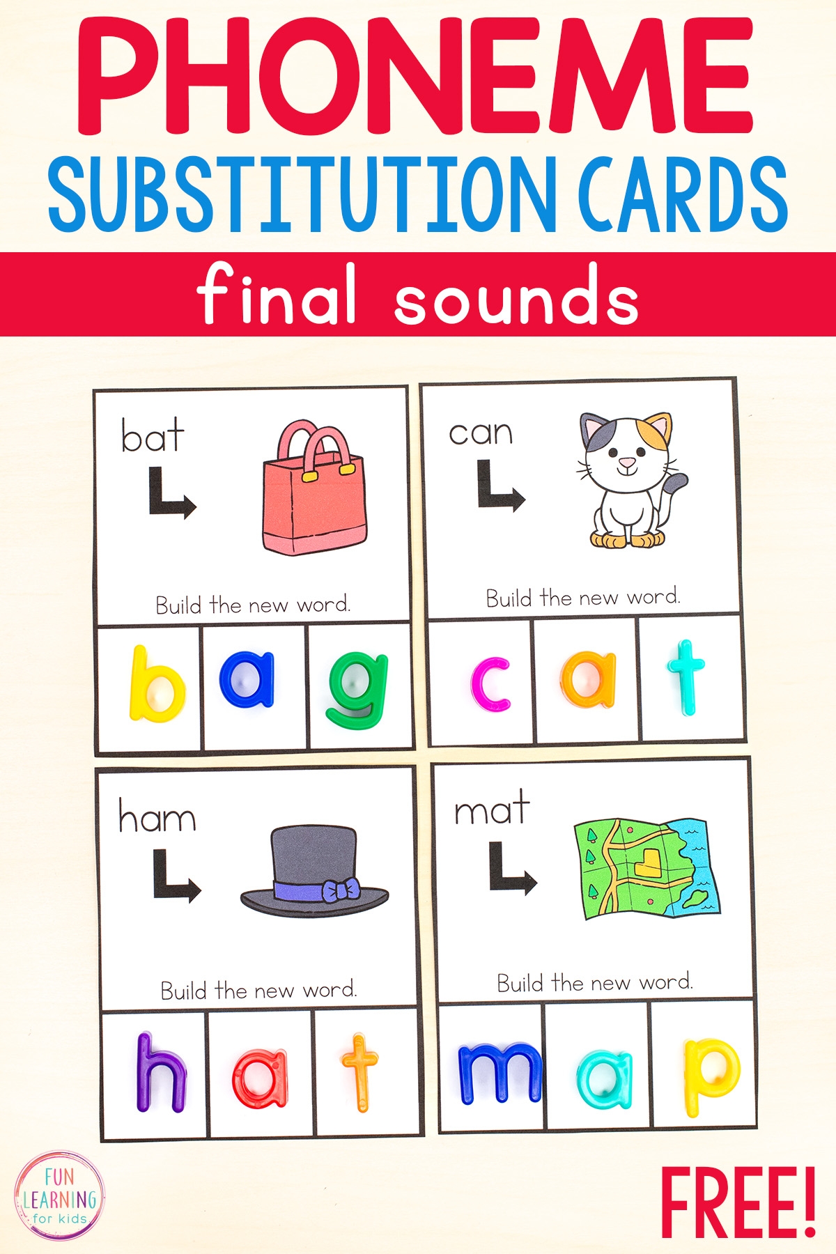 Printable Ending Sounds Phoneme Substitution Cards Printable Ending Sounds Phoneme Substitution Cards