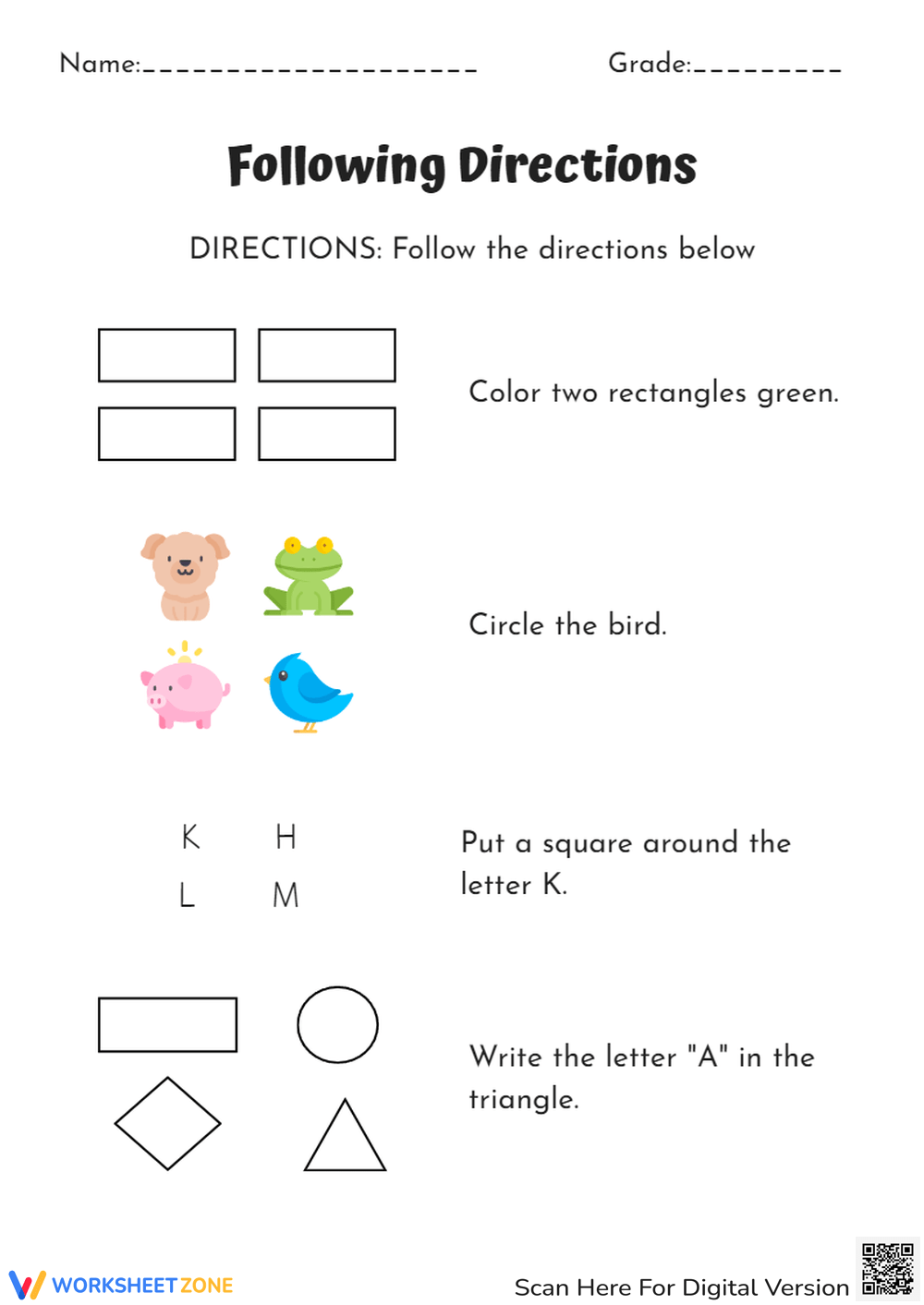 printable following directions worksheets pdf