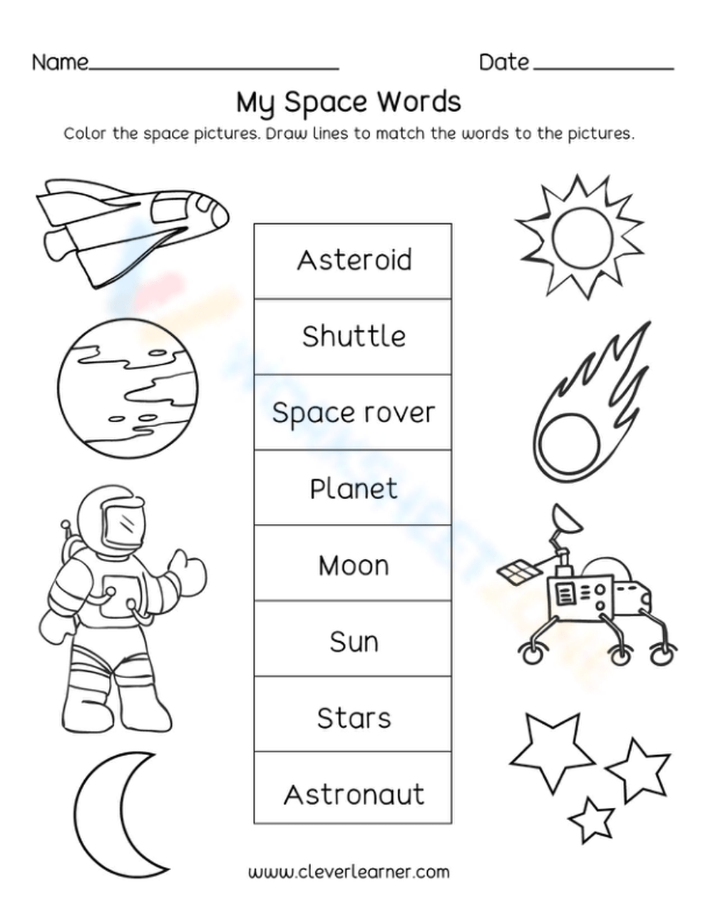 kindergarten space worksheets