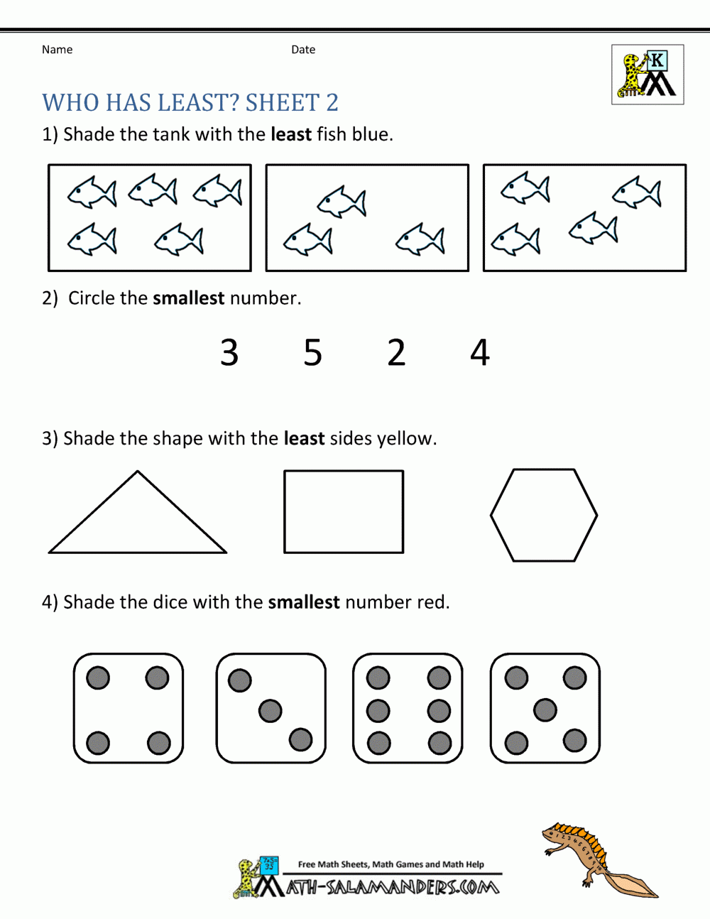 math printable worksheets kindergarten