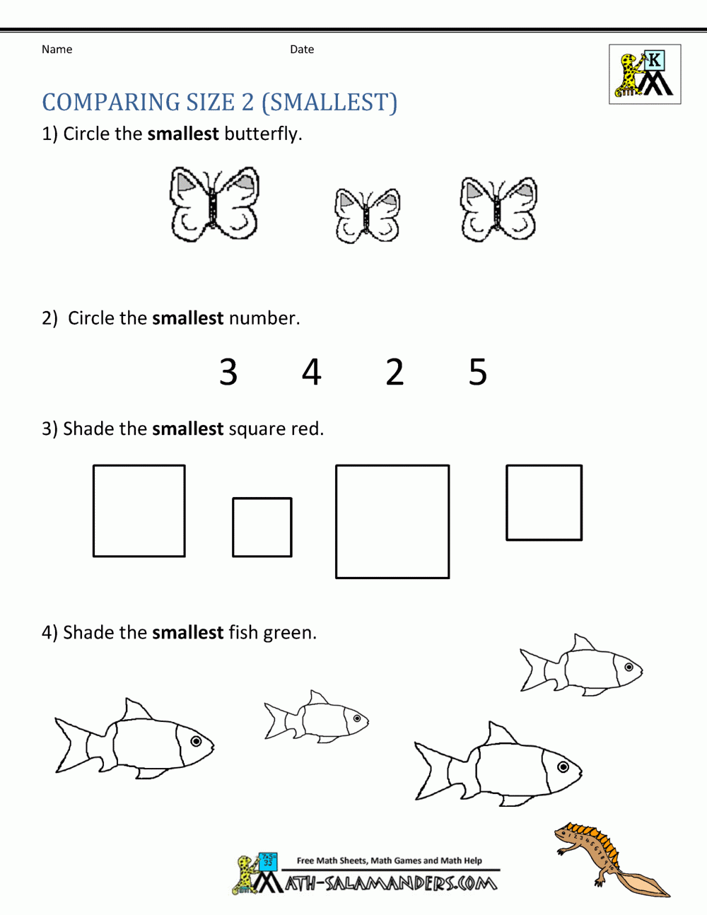 Printable Kindergarten Math Worksheets Comparing Numbers And Size Printable Kindergarten Math Worksheets Comparing Numbers And Size