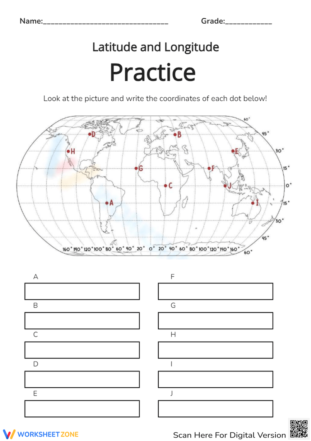Printable Latitude And Longitude Worksheets