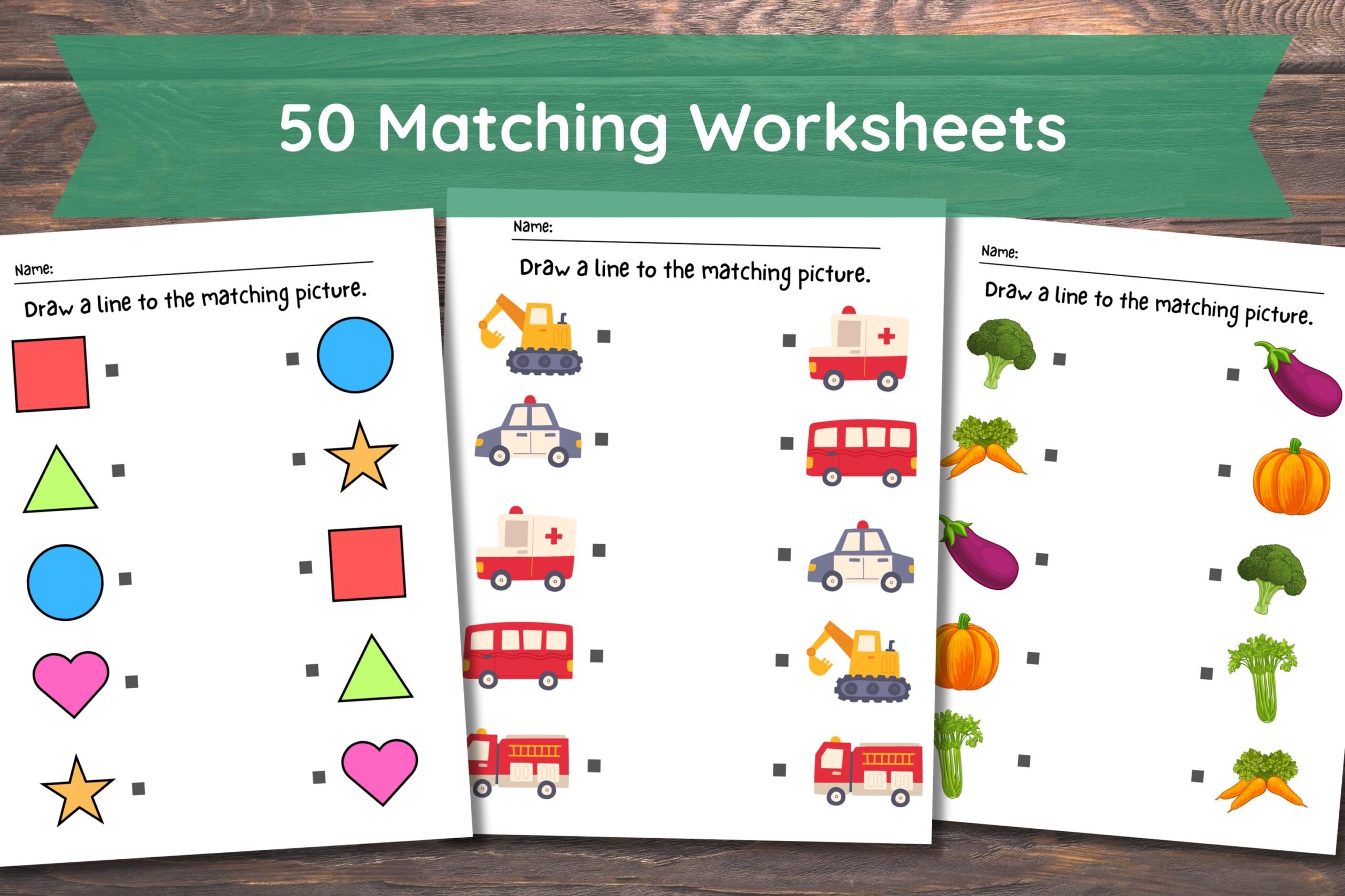 Printable Matching Worksheets Match The Picture Kindergarten Preschool Activity Busybook Educational Pages Etsy