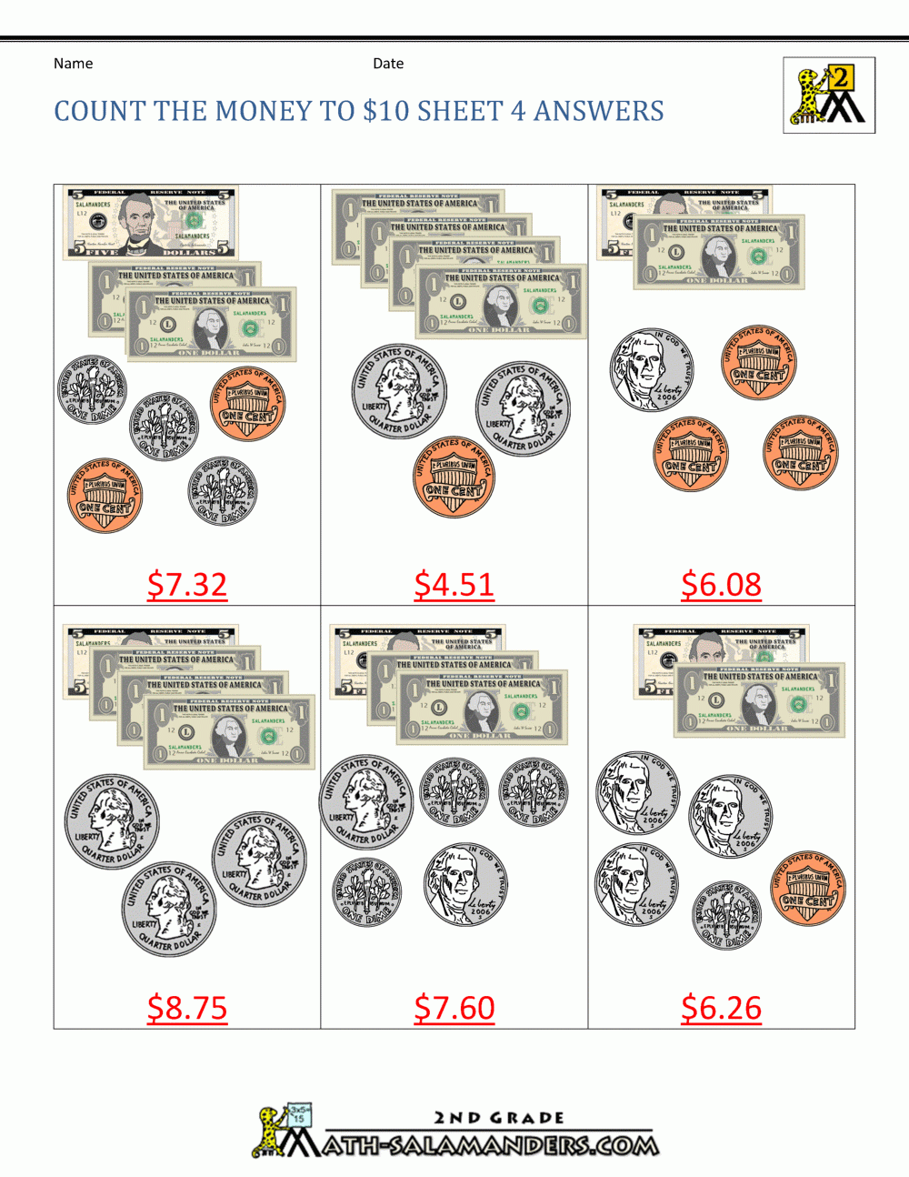 printable counting money worksheets
