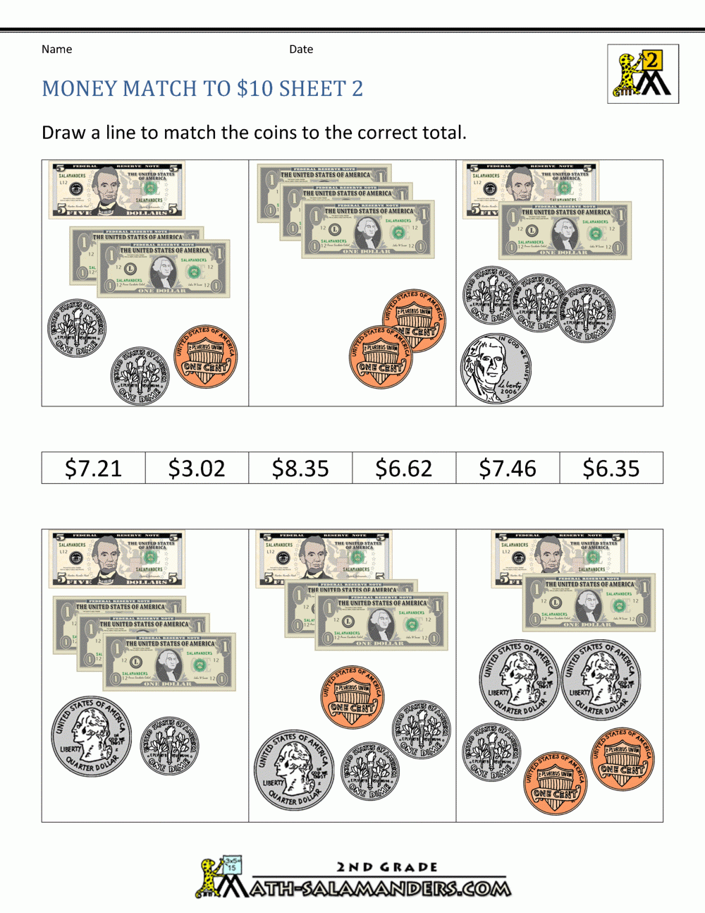 money math worksheet