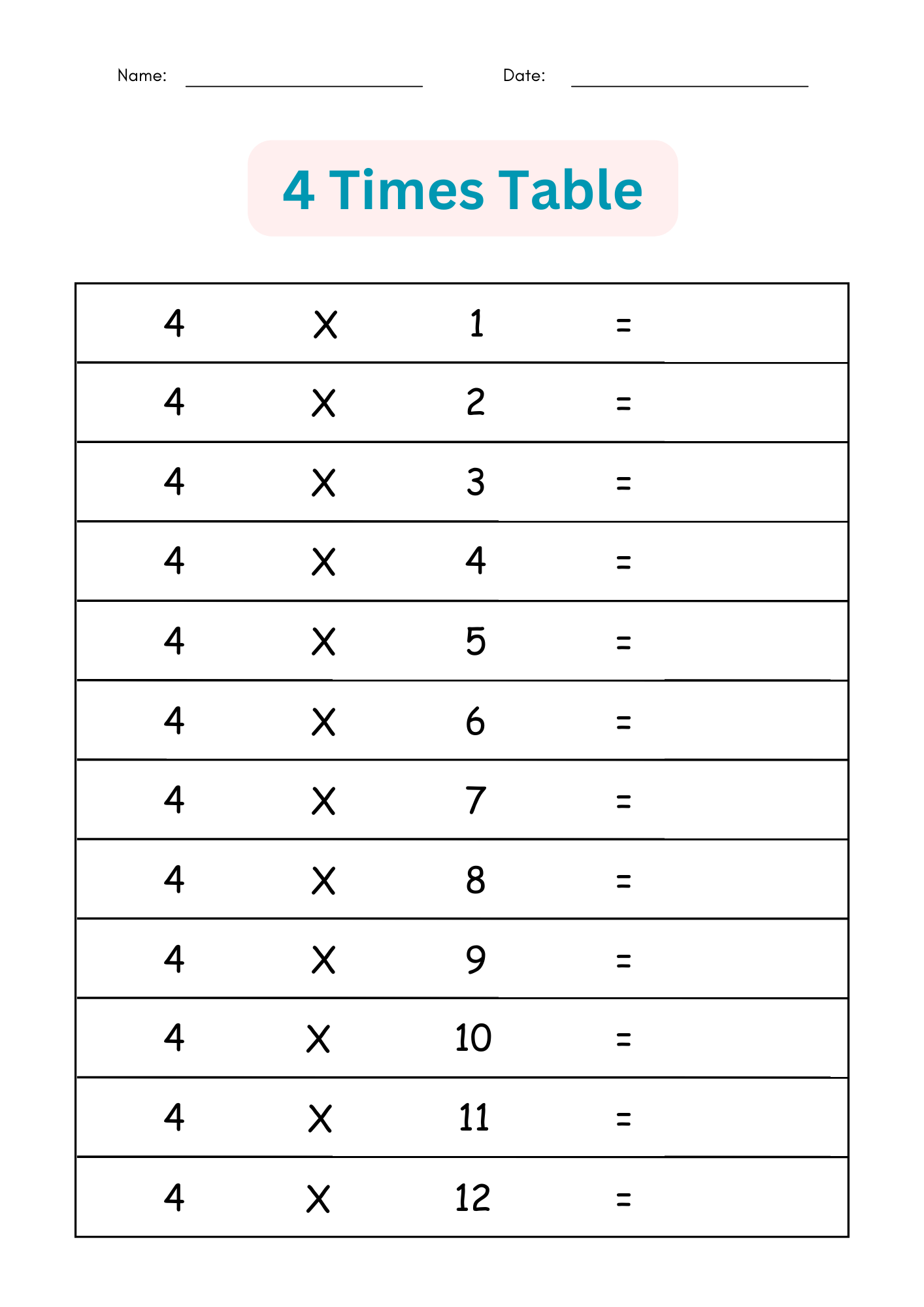 printable times table worksheets