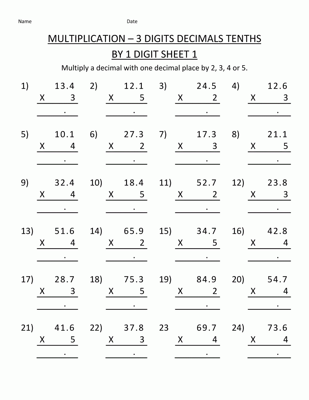 Printable Multiplication Worksheet Educative Printable