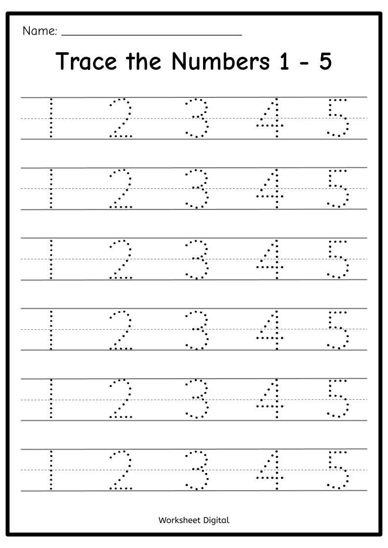 Printable Numbers 1 50 Tracing Worksheets Homeschool Kindergarten PDF Download Etsy