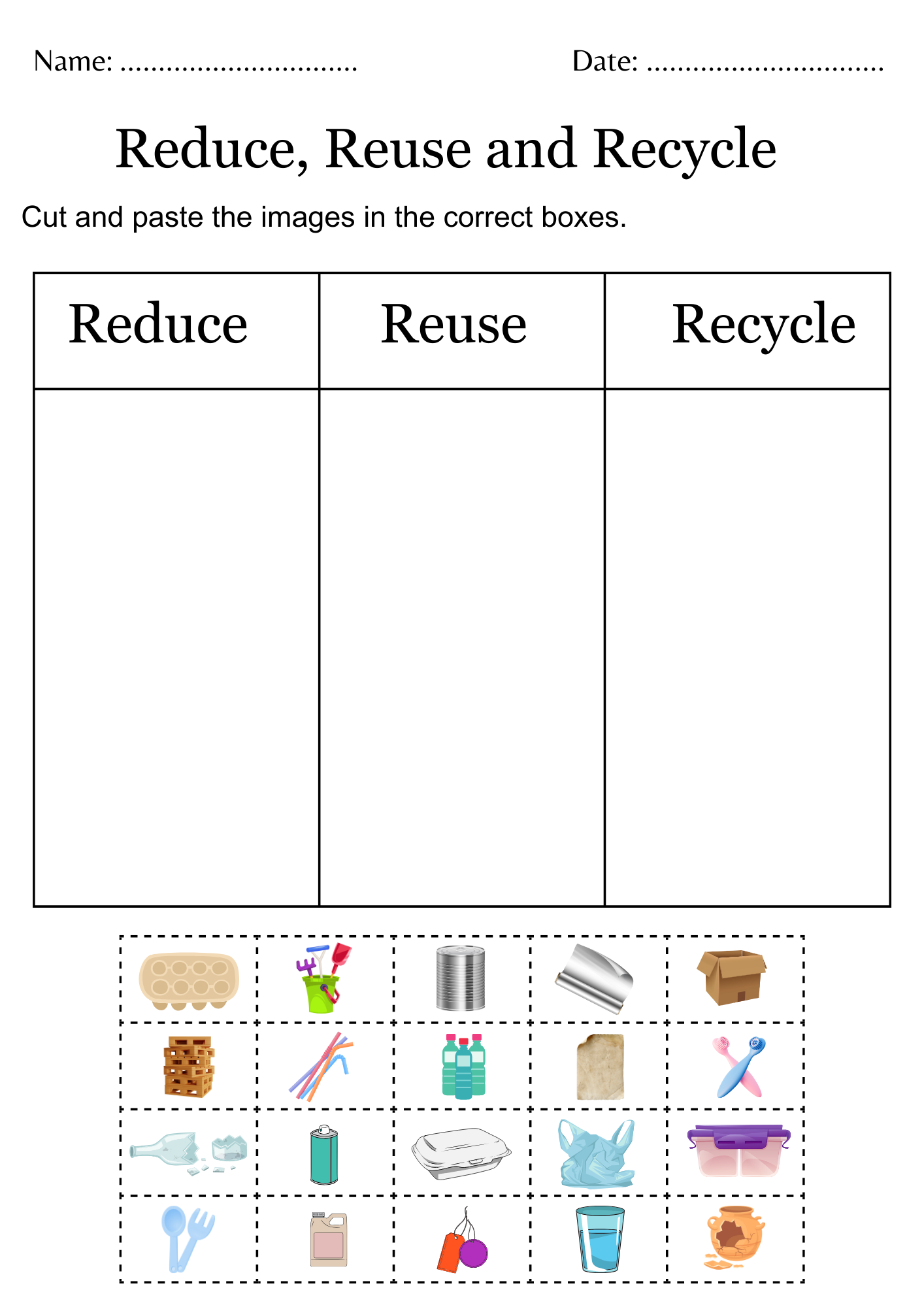 Printable Reduce Reuse Recycle Worksheets For Kindergarten Made By Teachers