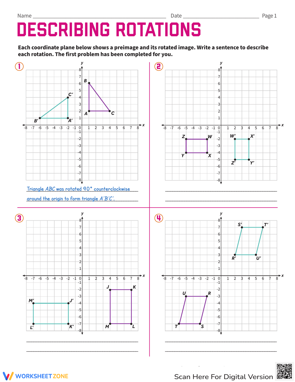 grade 7 math rotation worksheets