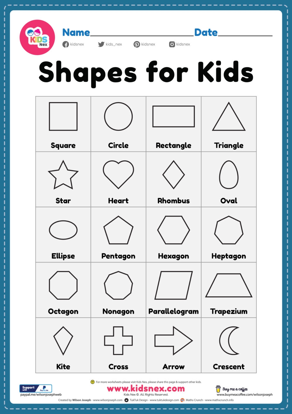 shapes worksheet for preschool