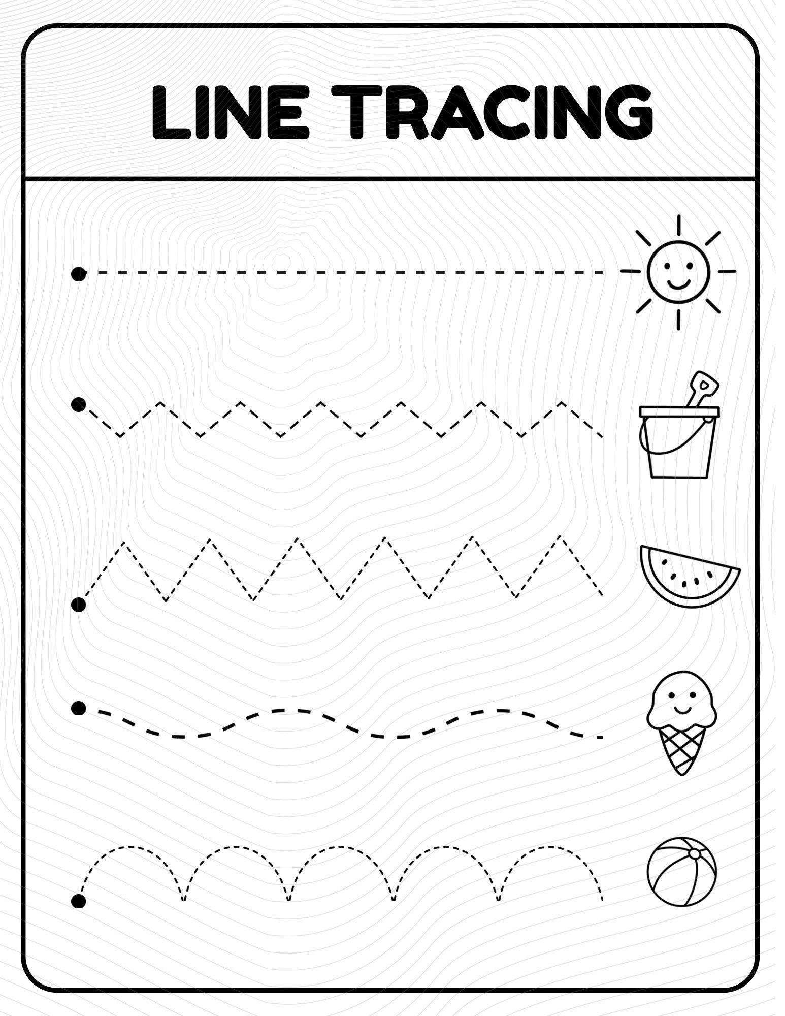 Printable Summer Line Tracing Preschool Fine Motor Skills Tracing Lines Worksheet Etsy Israel