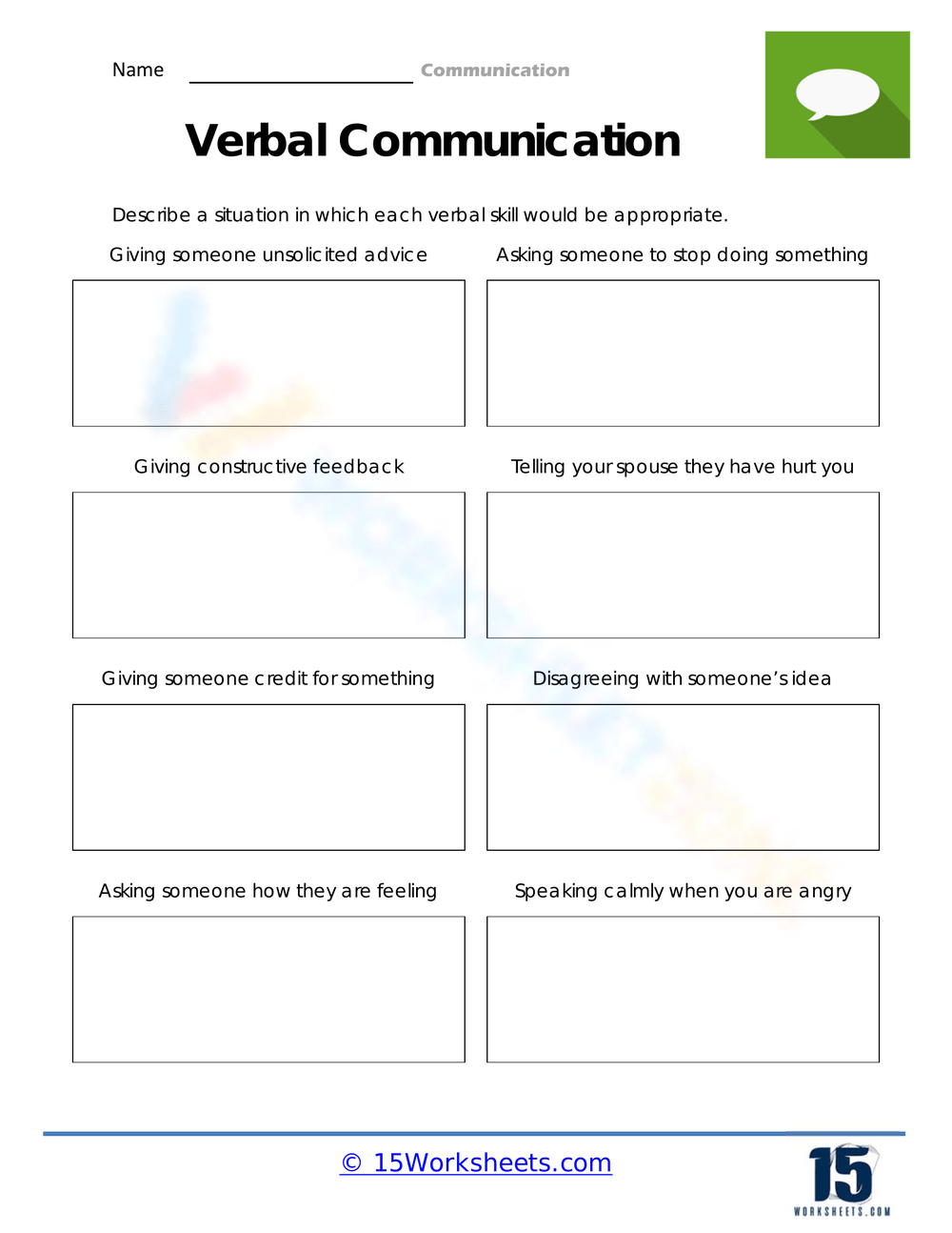 free printable communication skills worksheets