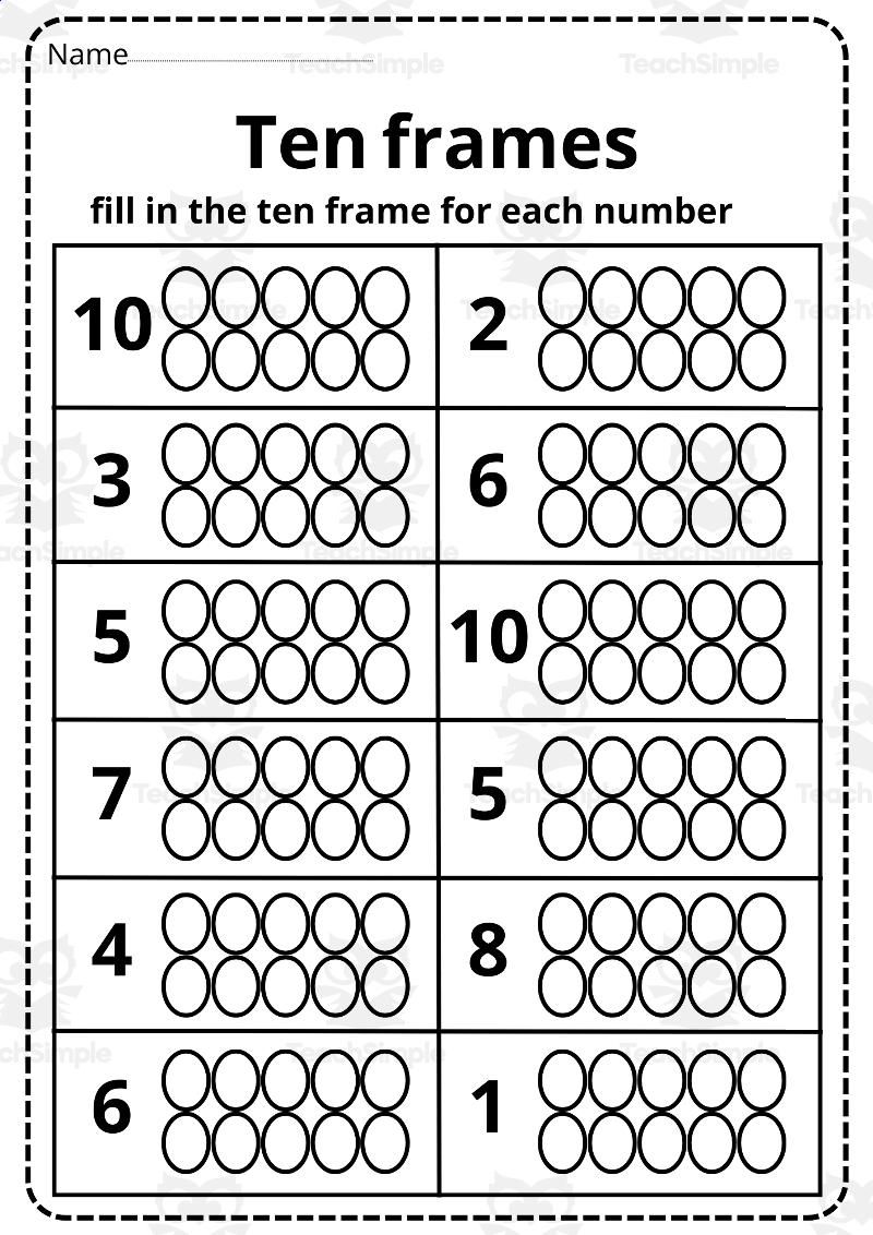 Printable Ten Frame Worksheets 1 10 By Teach Simple