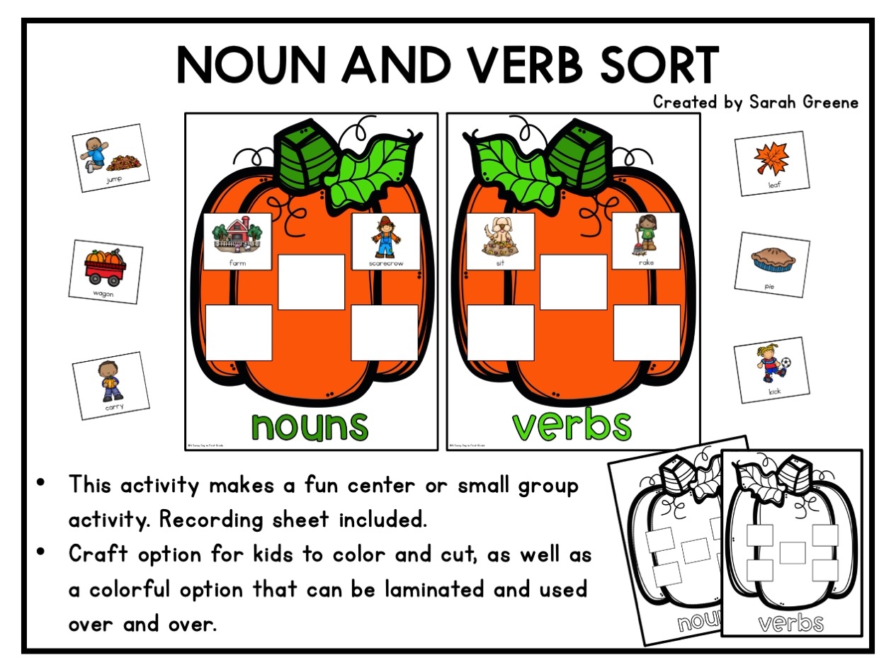Pumpkin Noun And Verb Sort Made By Teachers Pumpkin Noun And Verb Sort Made By Teachers