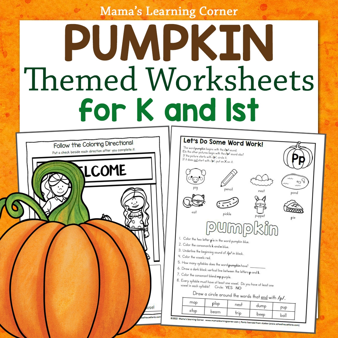 Pumpkin Worksheets Mamas Learning Corner