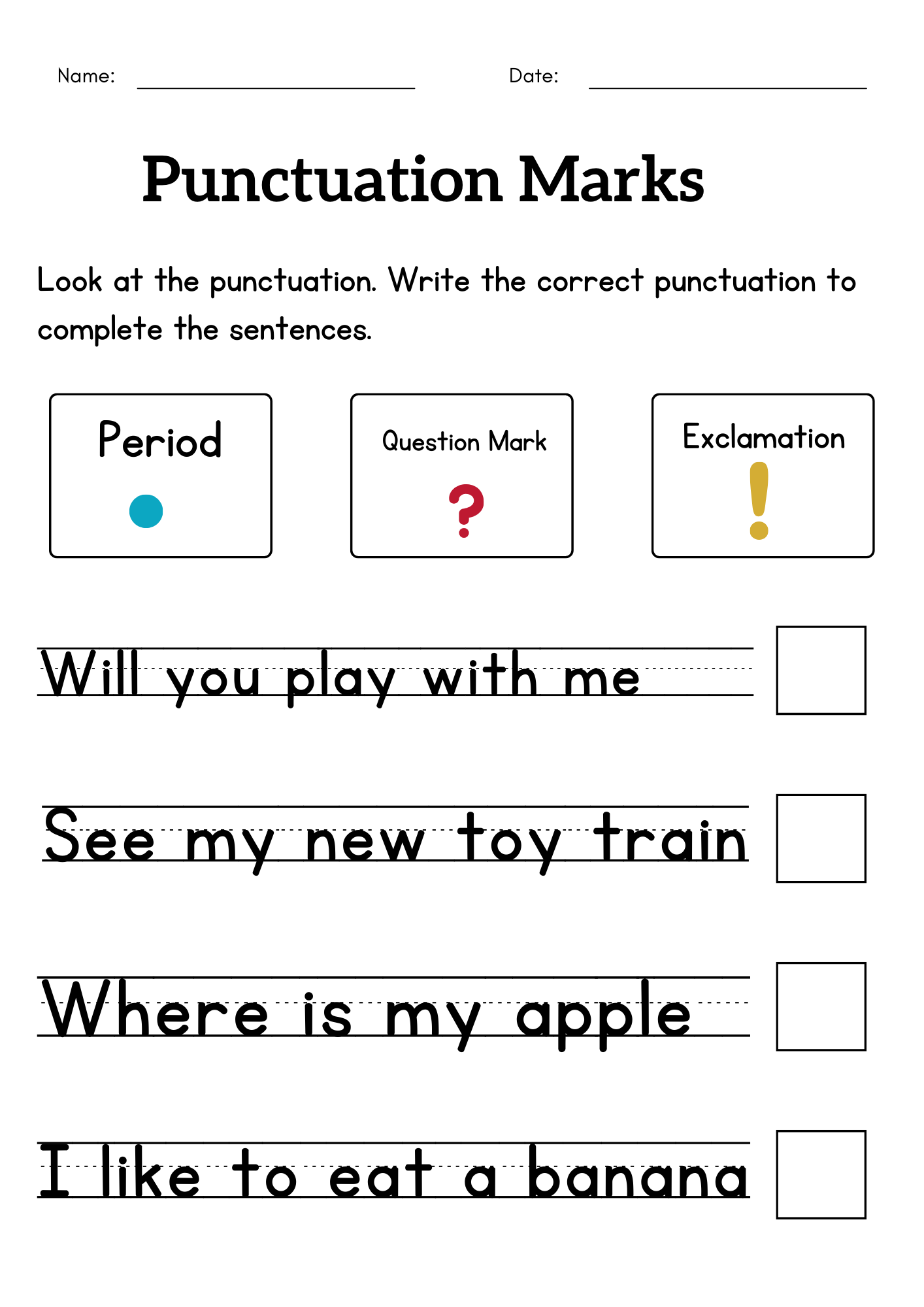 Punctuation Marks Worksheet For Grade 1 Or 2 Exclamation Mark Activity Made By Teachers