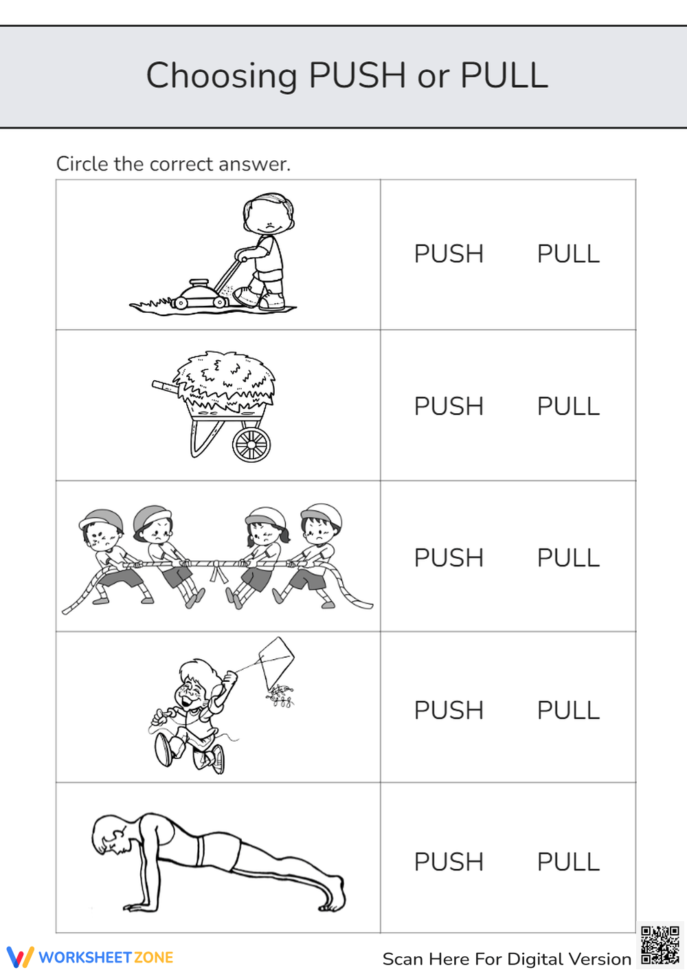 Push And Pulls Worksheets Printable