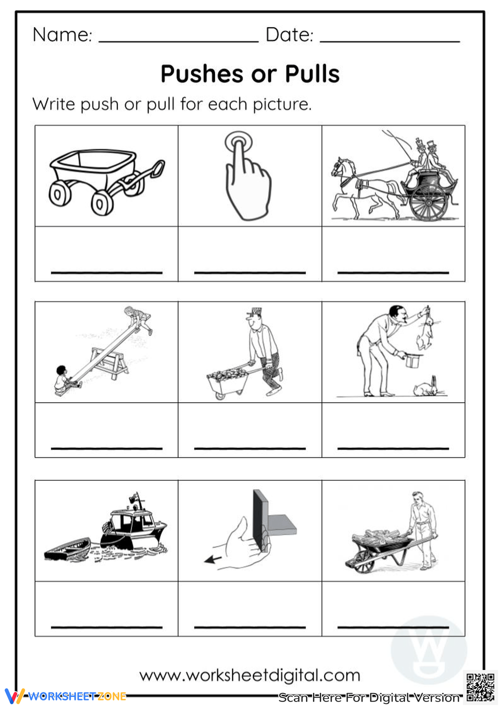 Push And Pulls Worksheets Printable