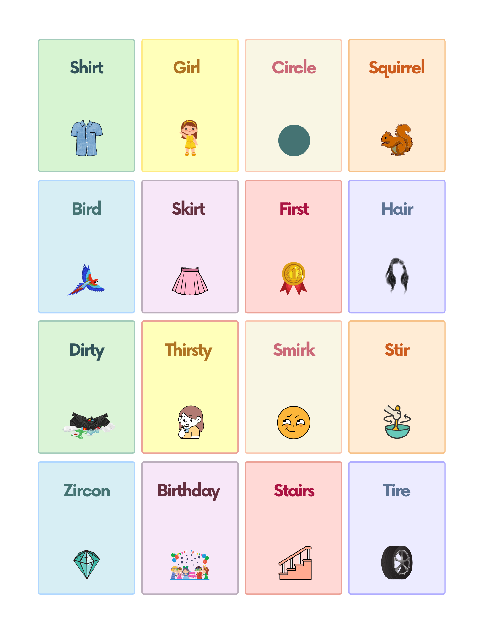 R Controled Vowel IR Sound Words With Pictures Worksheet PDF