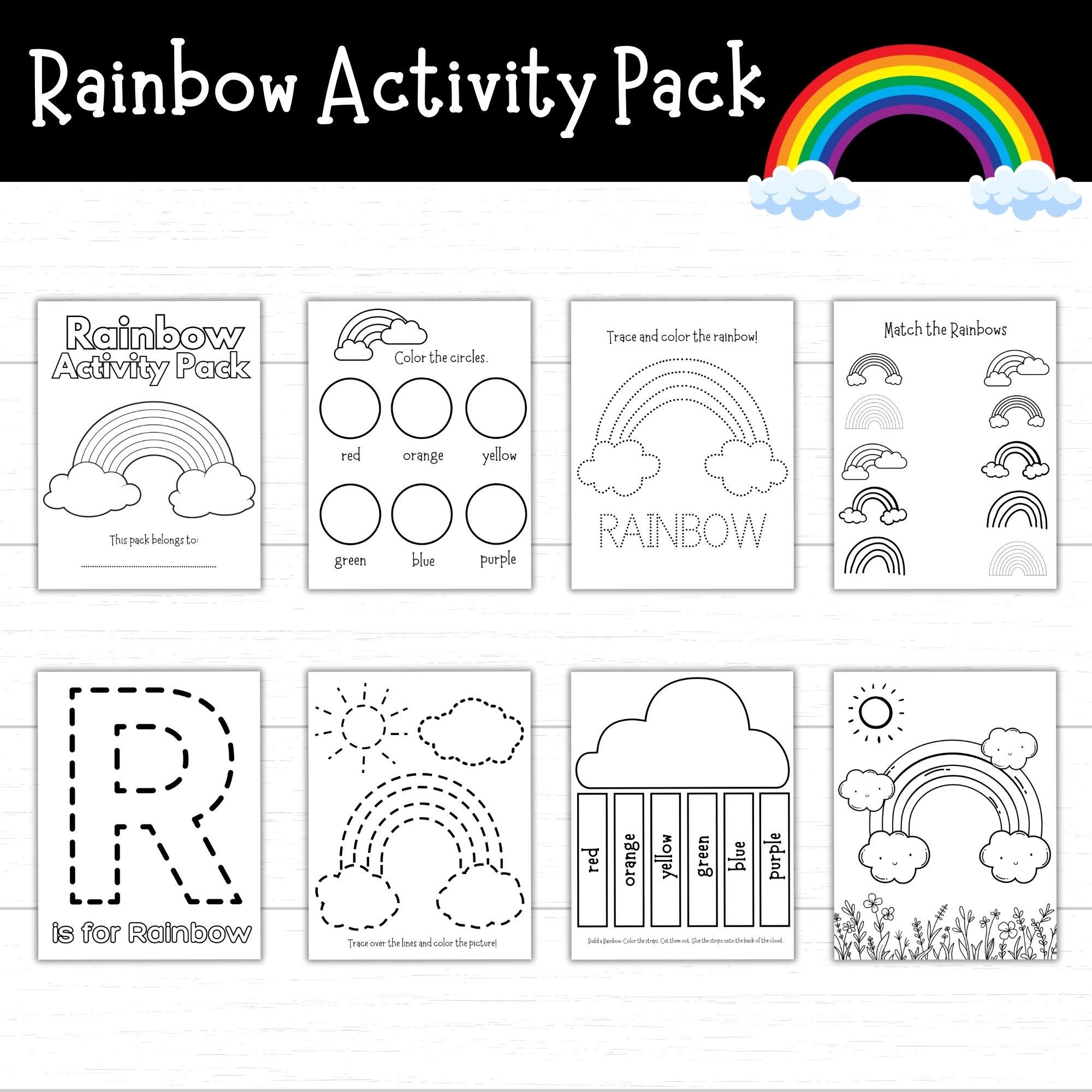 Rainbow Activity Pack Printable Rainbow Activities Rainbow Worksheets Spring Activities For Kids Build A Rainbow Printable Activities Etsy Finland