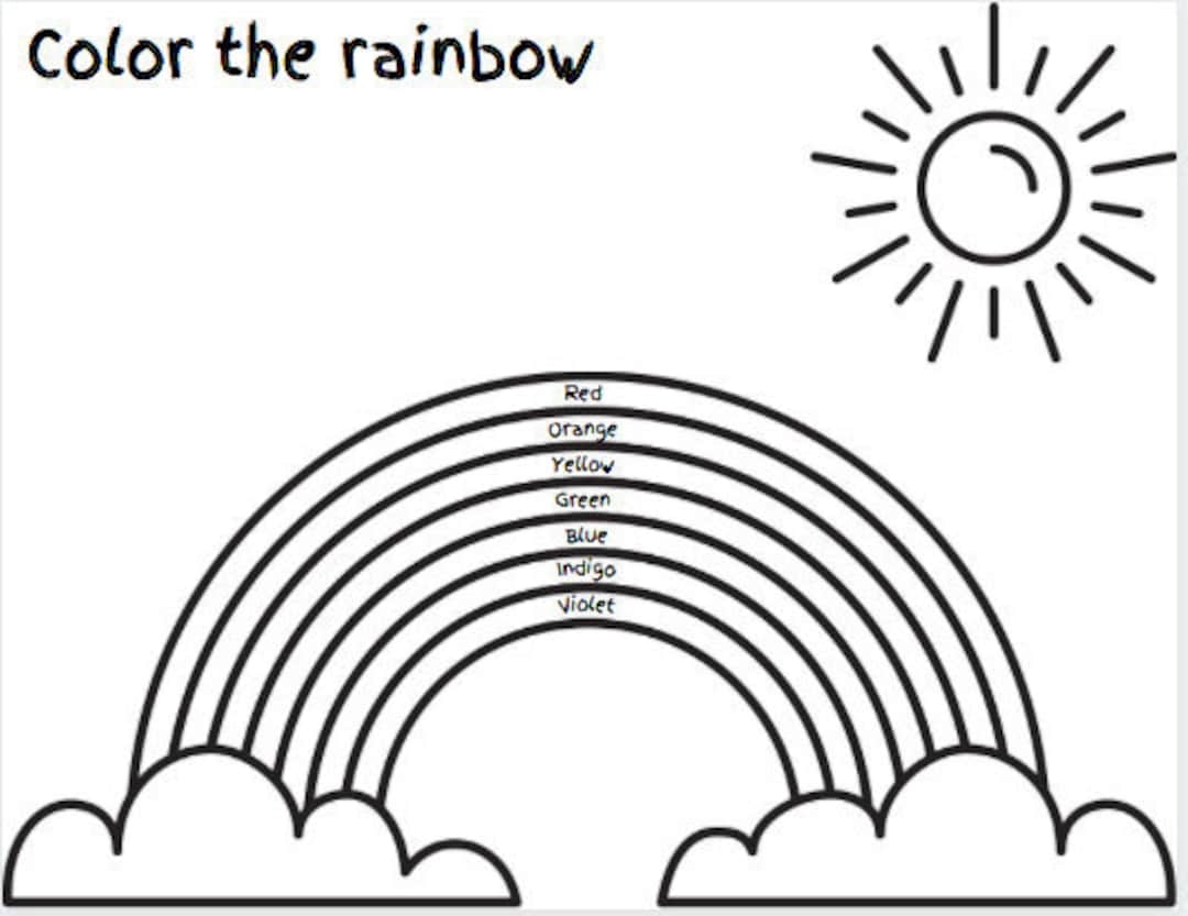 Rainbow Coloring Page Educational Worksheet PDF Printable Etsy