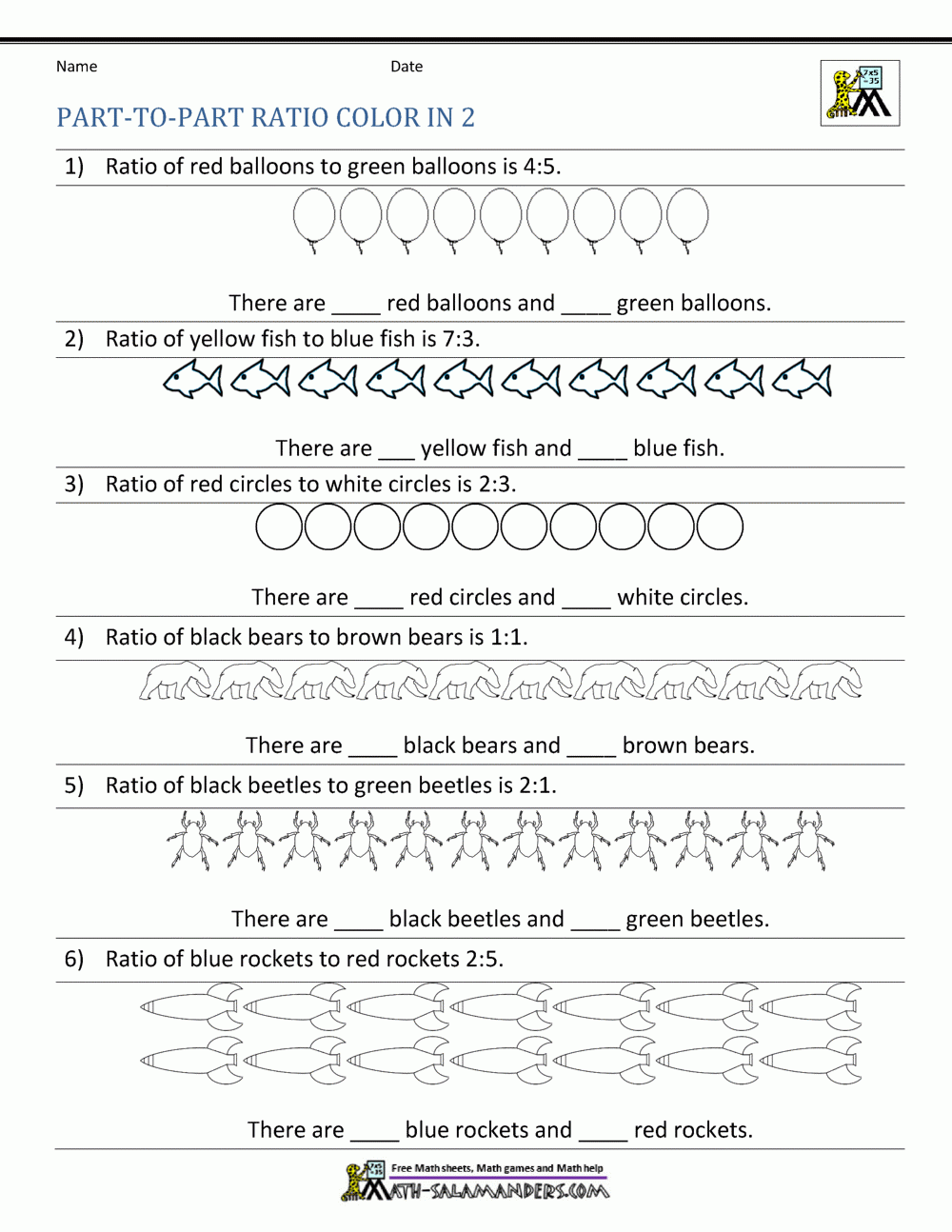 Ratio Part To Part Worksheet