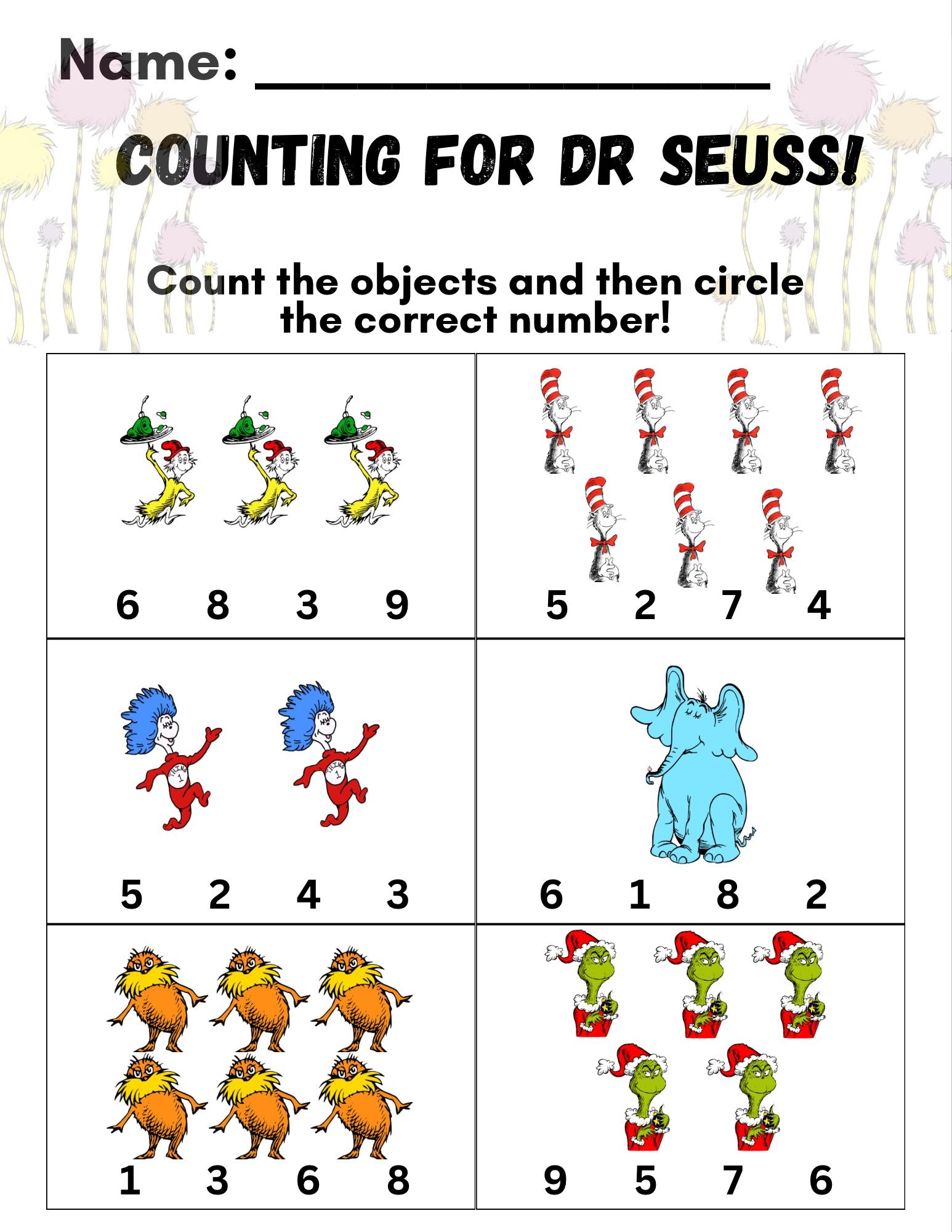 pre k dr seuss worksheets preschool