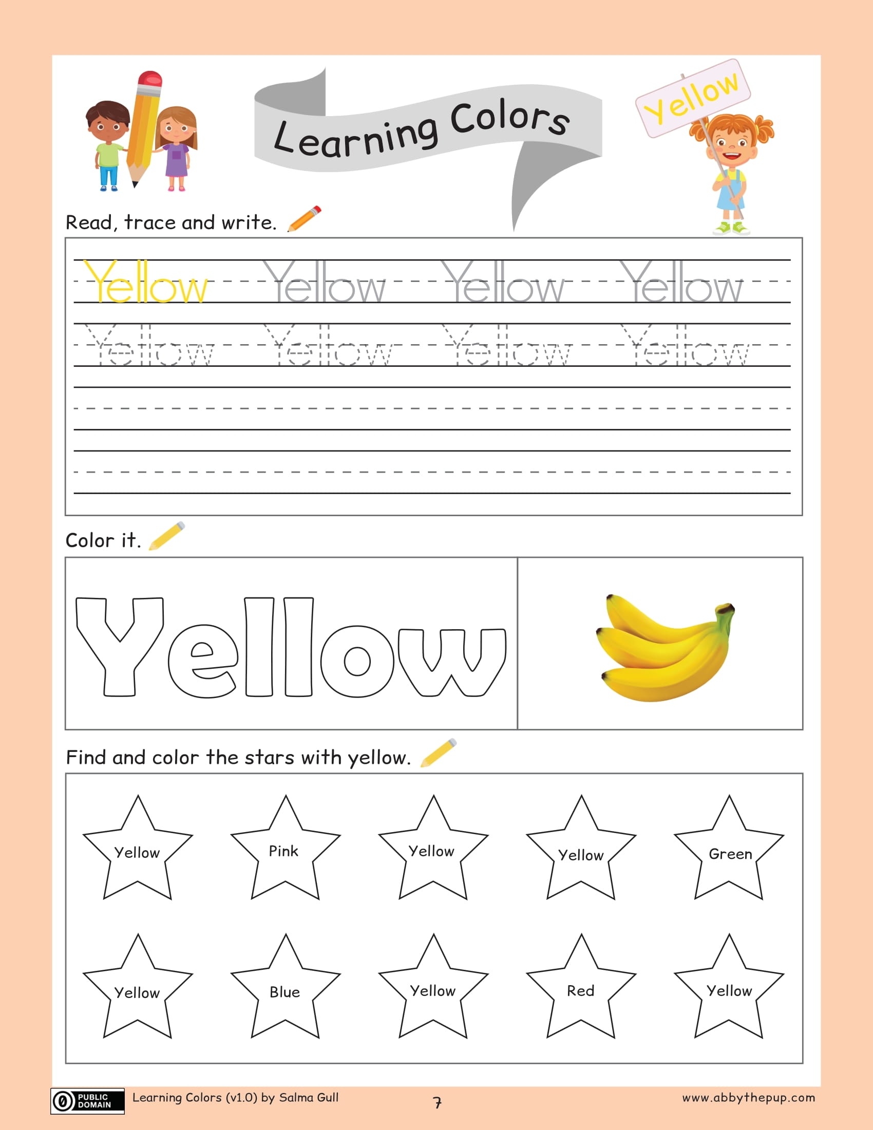 Read Trace And Write Yellow Color Worksheet Free Printable Worksheets