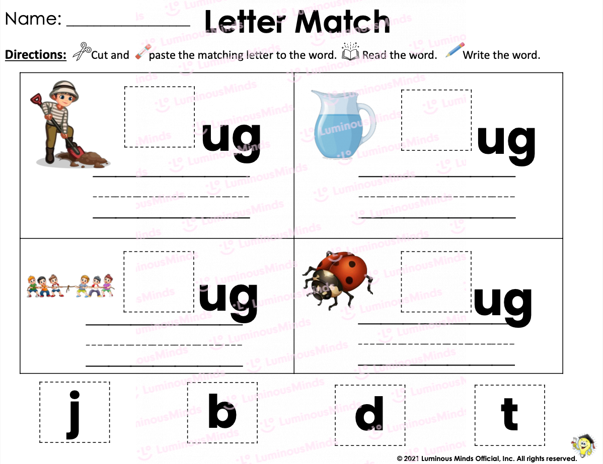 Reading Comprehension Worksheets Cut Paste With The ug Family
