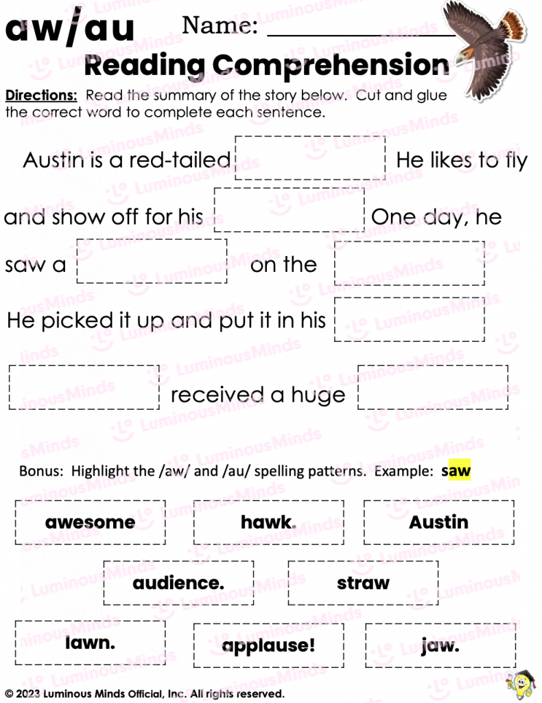 au phonics worksheet
