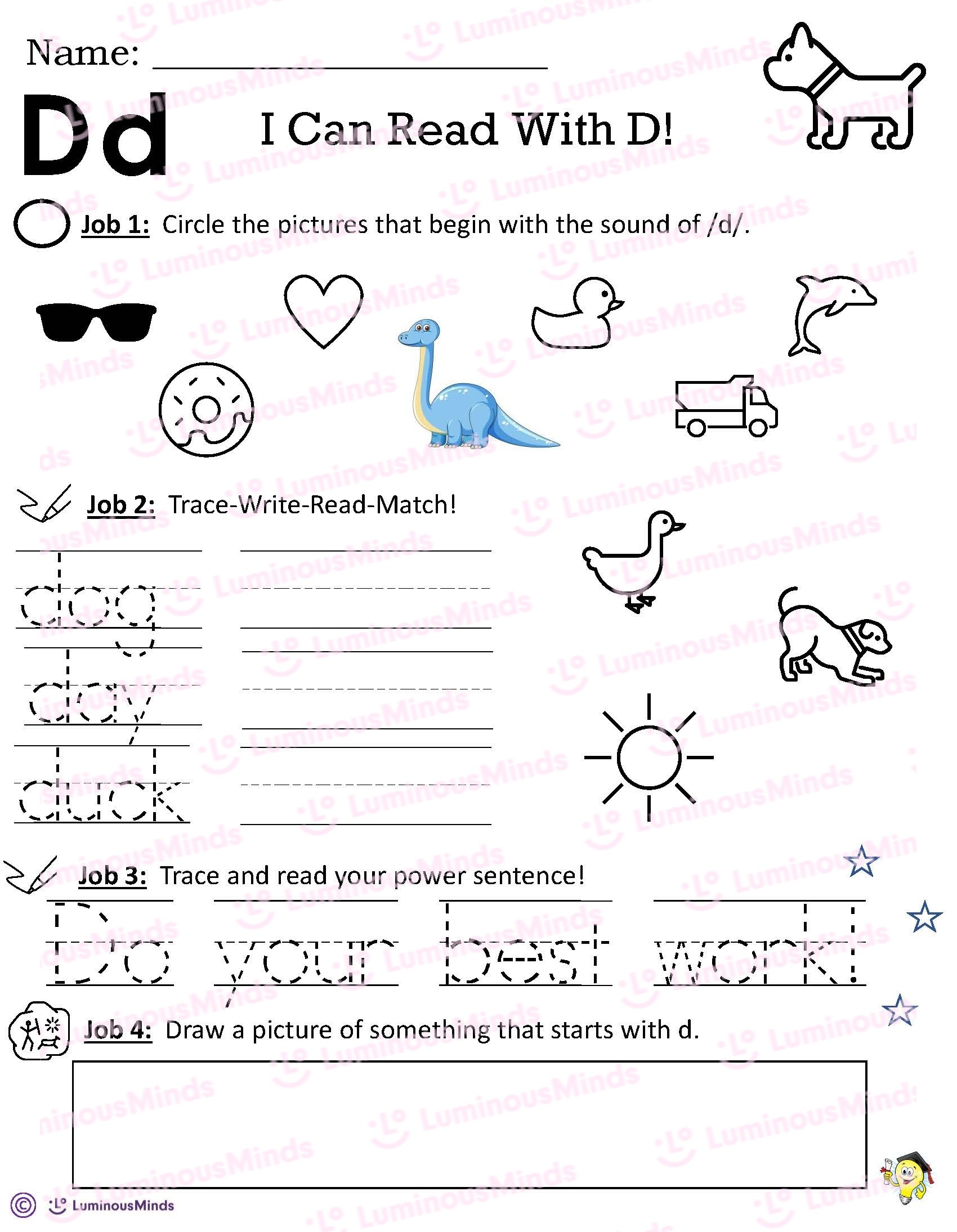 phonics d sound worksheet