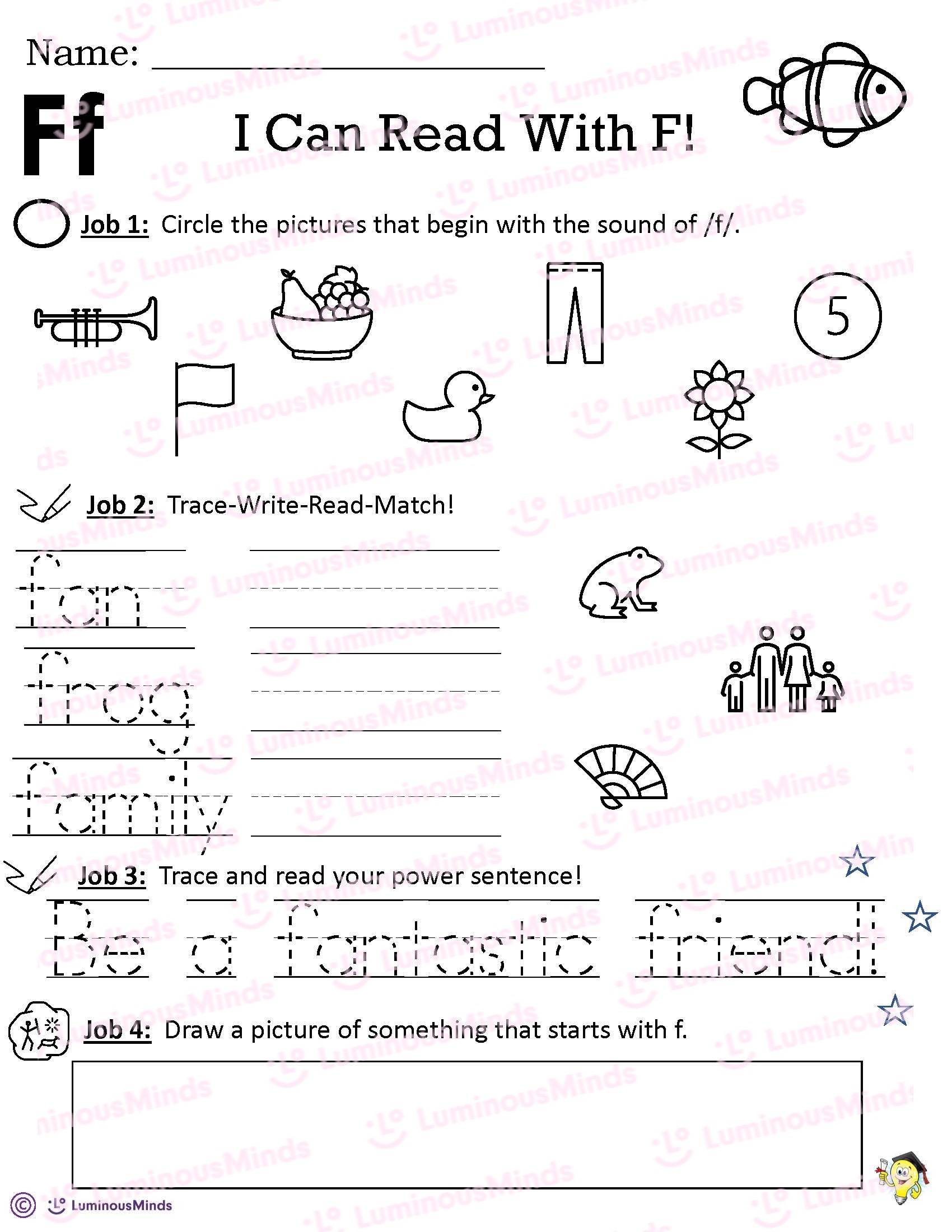 Reading Comprehension Worksheets I Can Read With F 