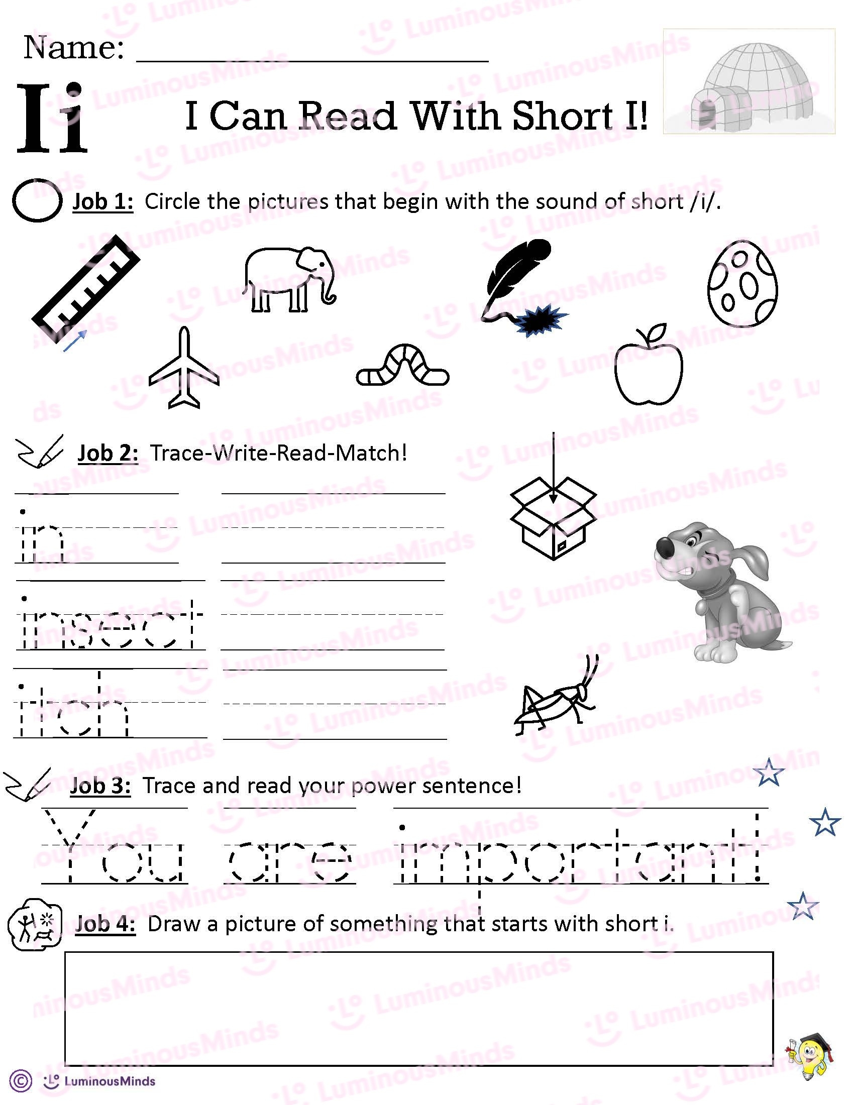 phonics short i worksheet phonics short i worksheet