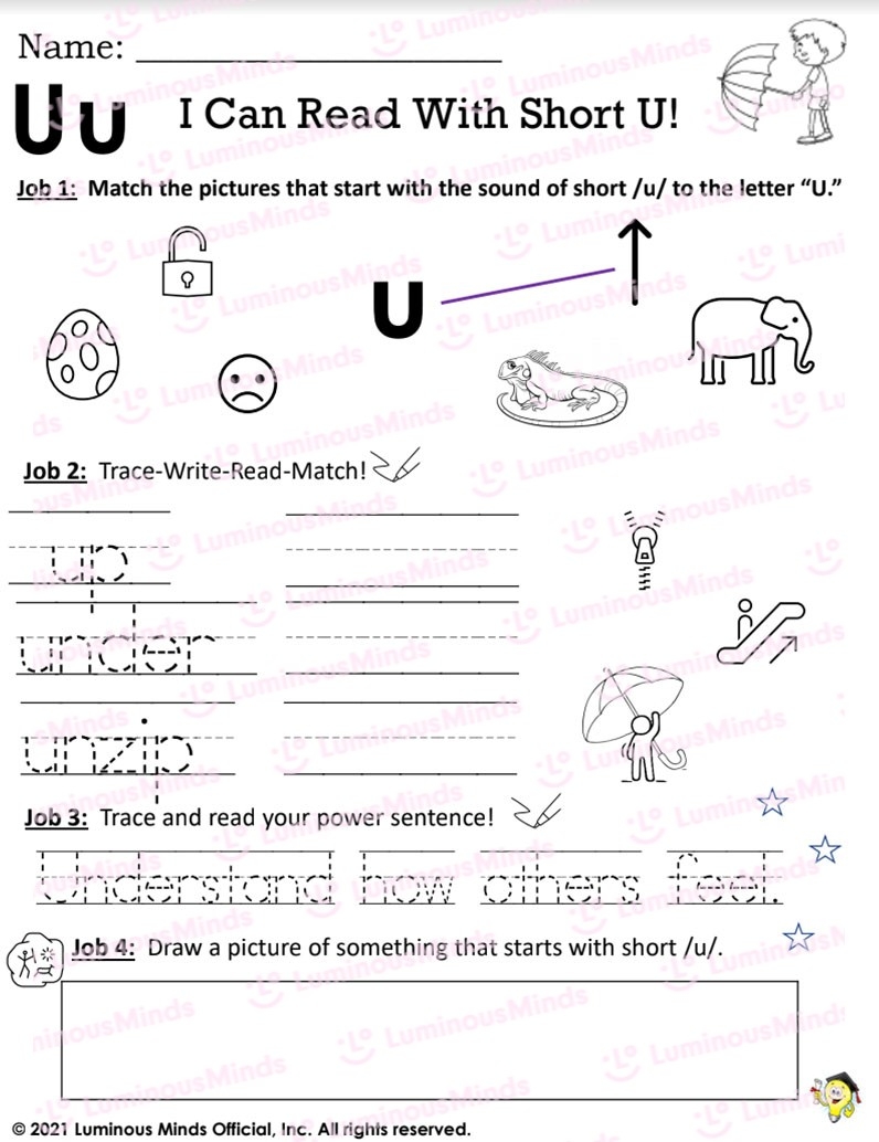 Reading Comprehension Worksheets I Can Read With Short U 