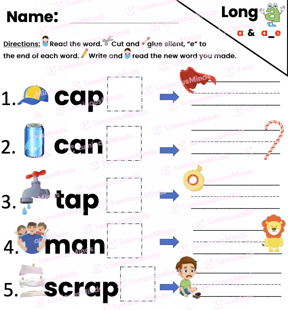 cut and paste phonics worksheets