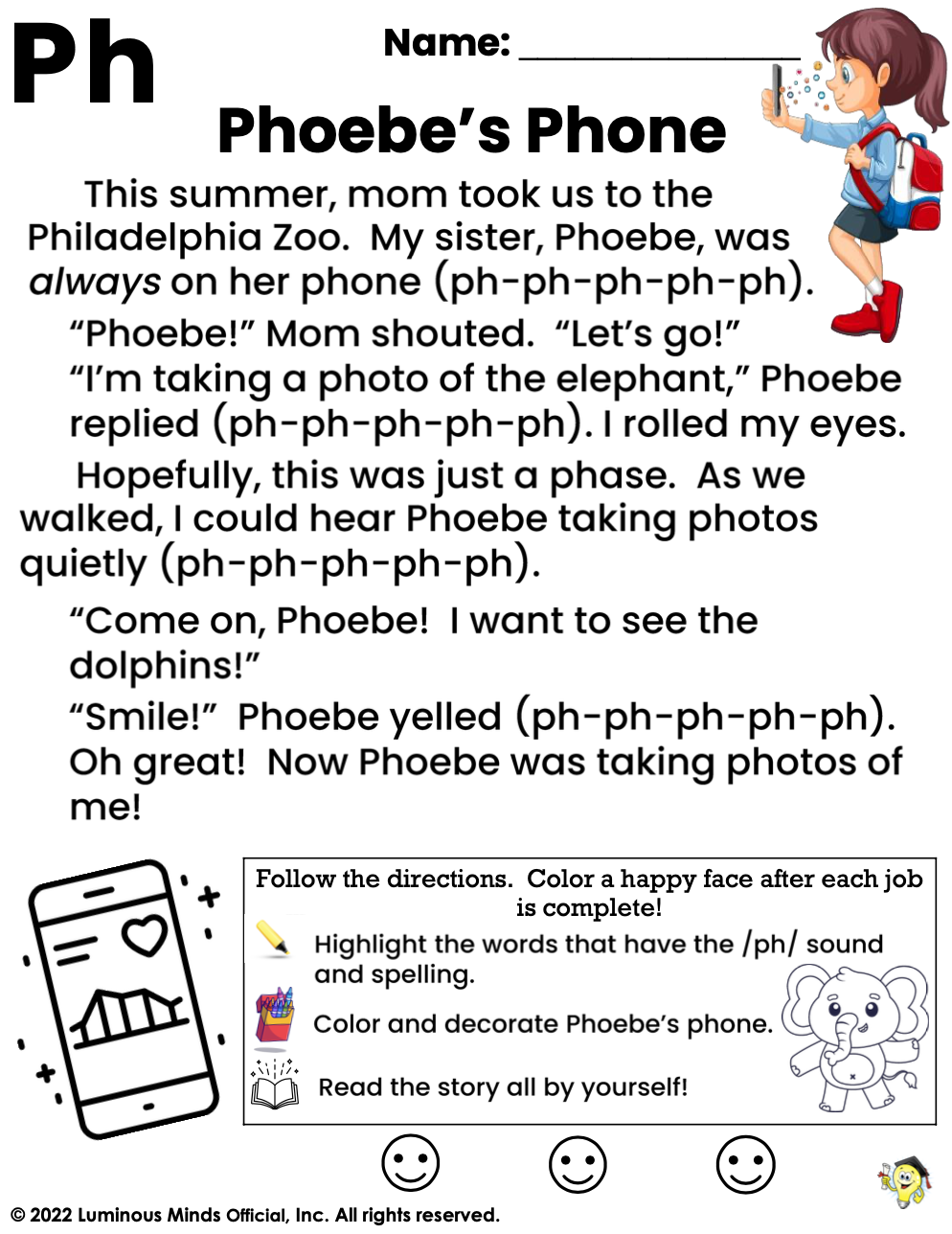 Reading Comprehension Worksheets Phoebe s Phone Reading Practice With Digraph ph Reading Comprehension Worksheets Phoebe s Phone Reading Practice With Digraph ph