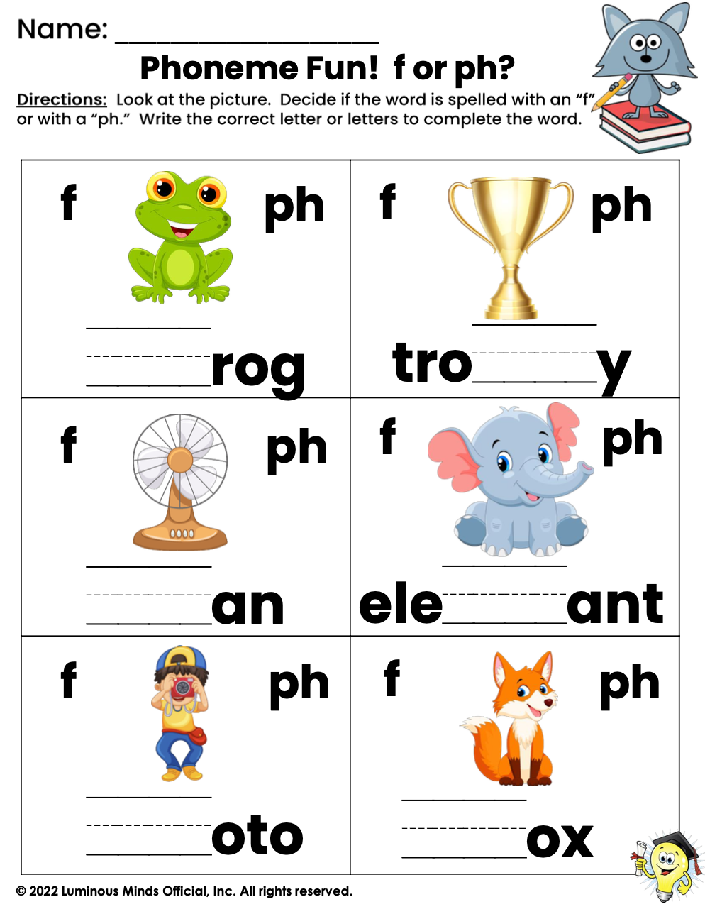Reading Comprehension Worksheets Phoneme Fun F Or Ph