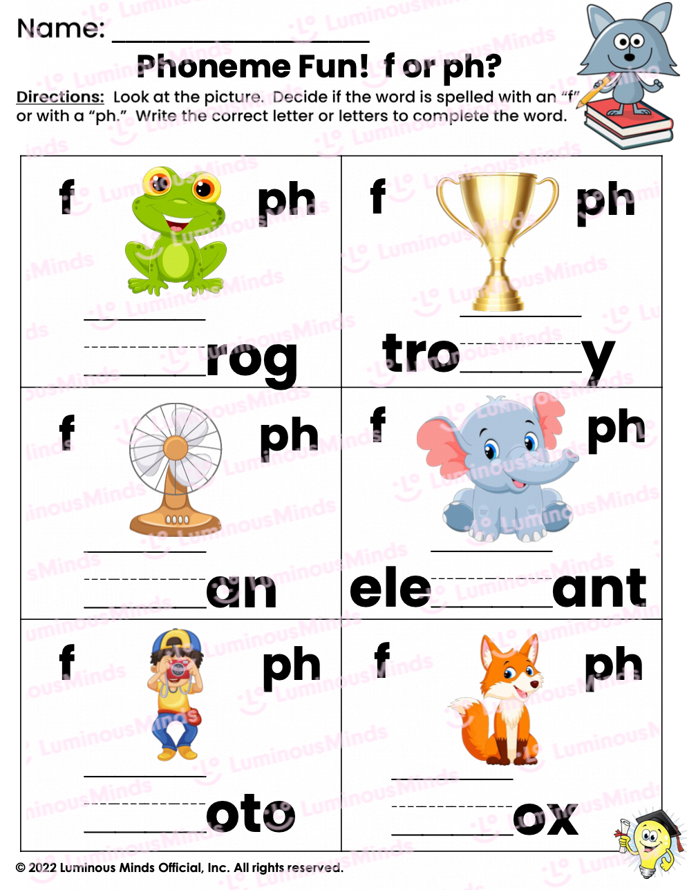 Reading Comprehension Worksheets Phoneme Fun F Or Ph