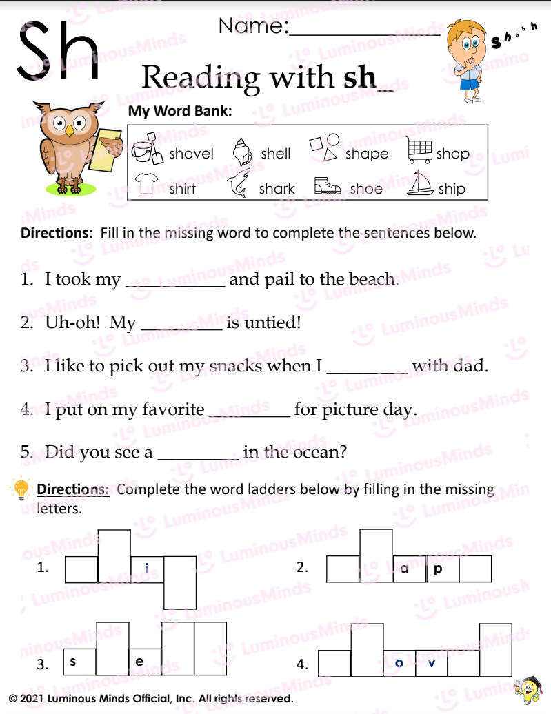 Reading Comprehension Worksheets Reading With Sh 