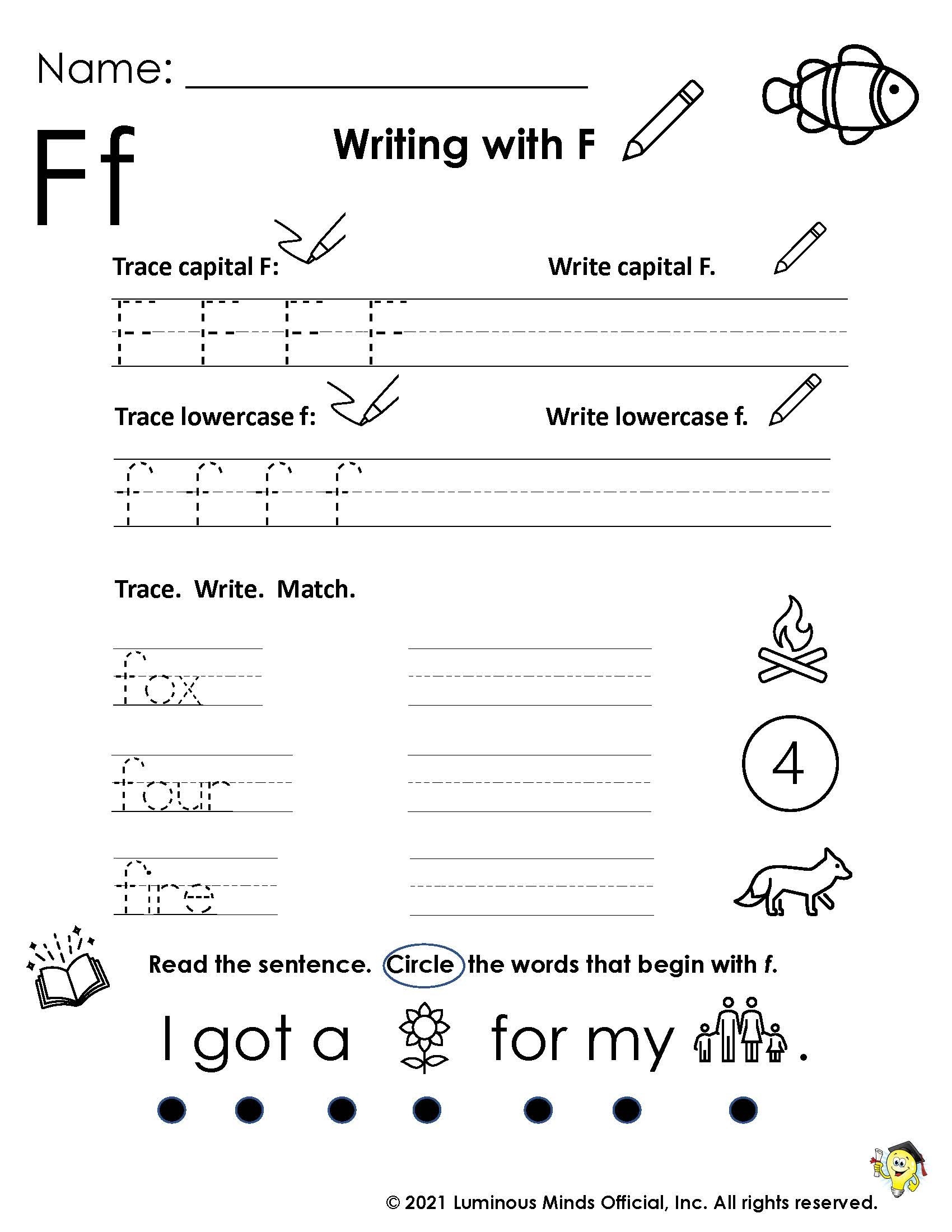 Reading Comprehension Worksheets Writing With F Reading Comprehension Worksheets Writing With F