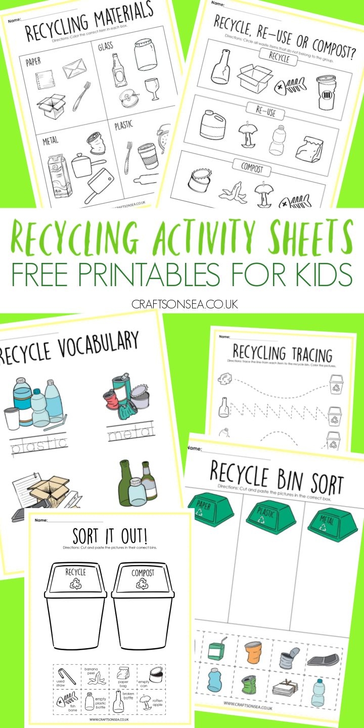 Recycling Activity Sheets For Kids FREE Printable Worksheets Crafts On Sea