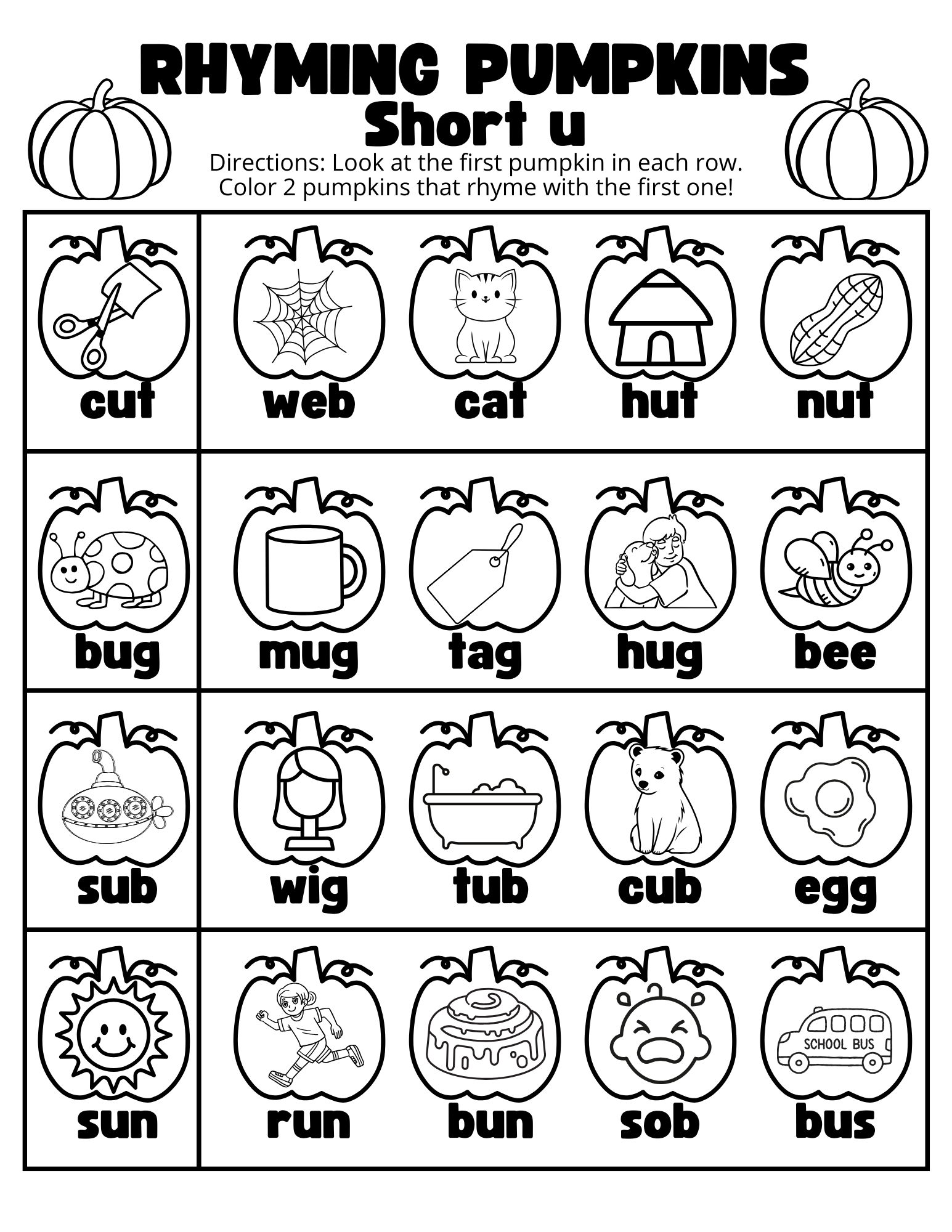 free rhyming worksheets for kindergarten